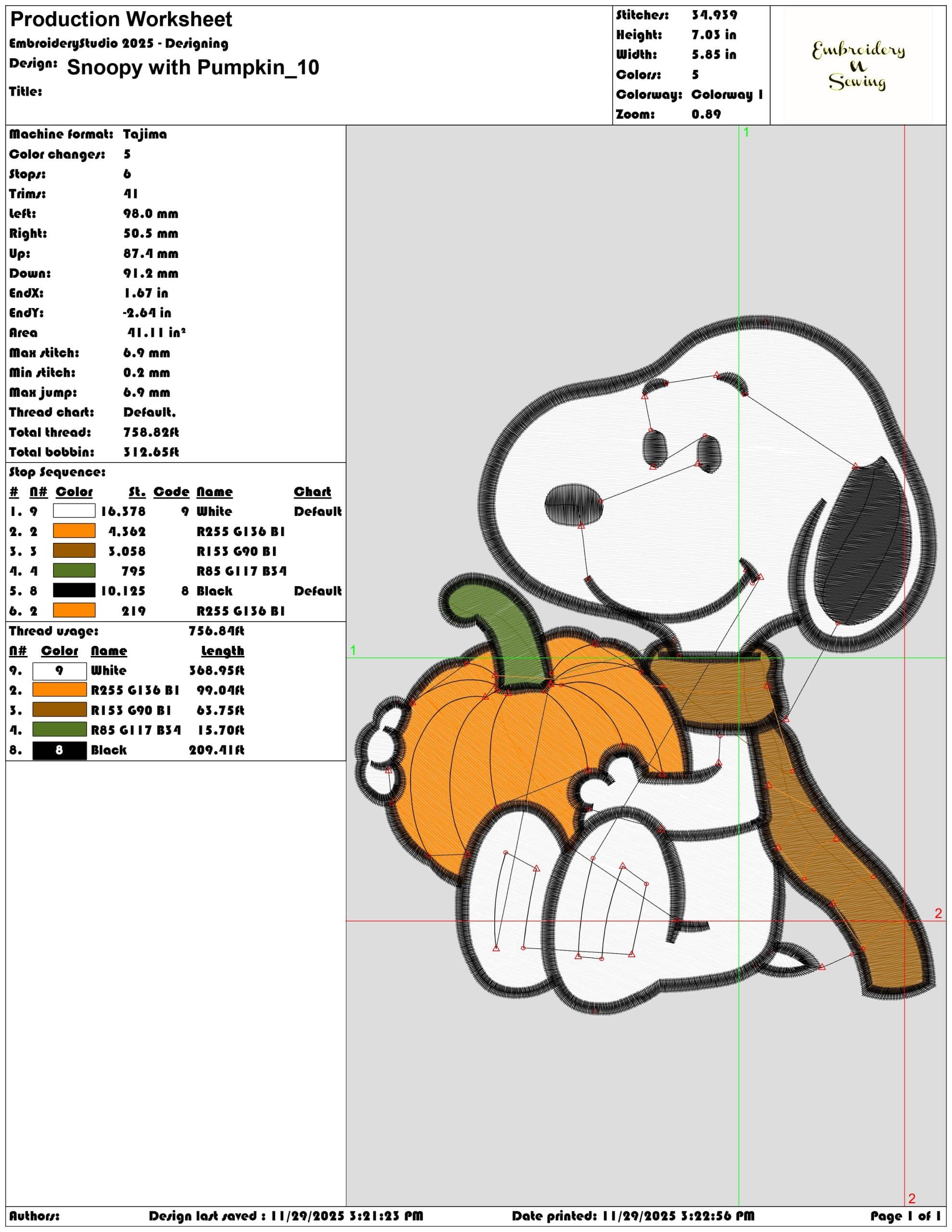 Snoopy with Pumpkin - Elegant embroidery design file - instant download — view 3
