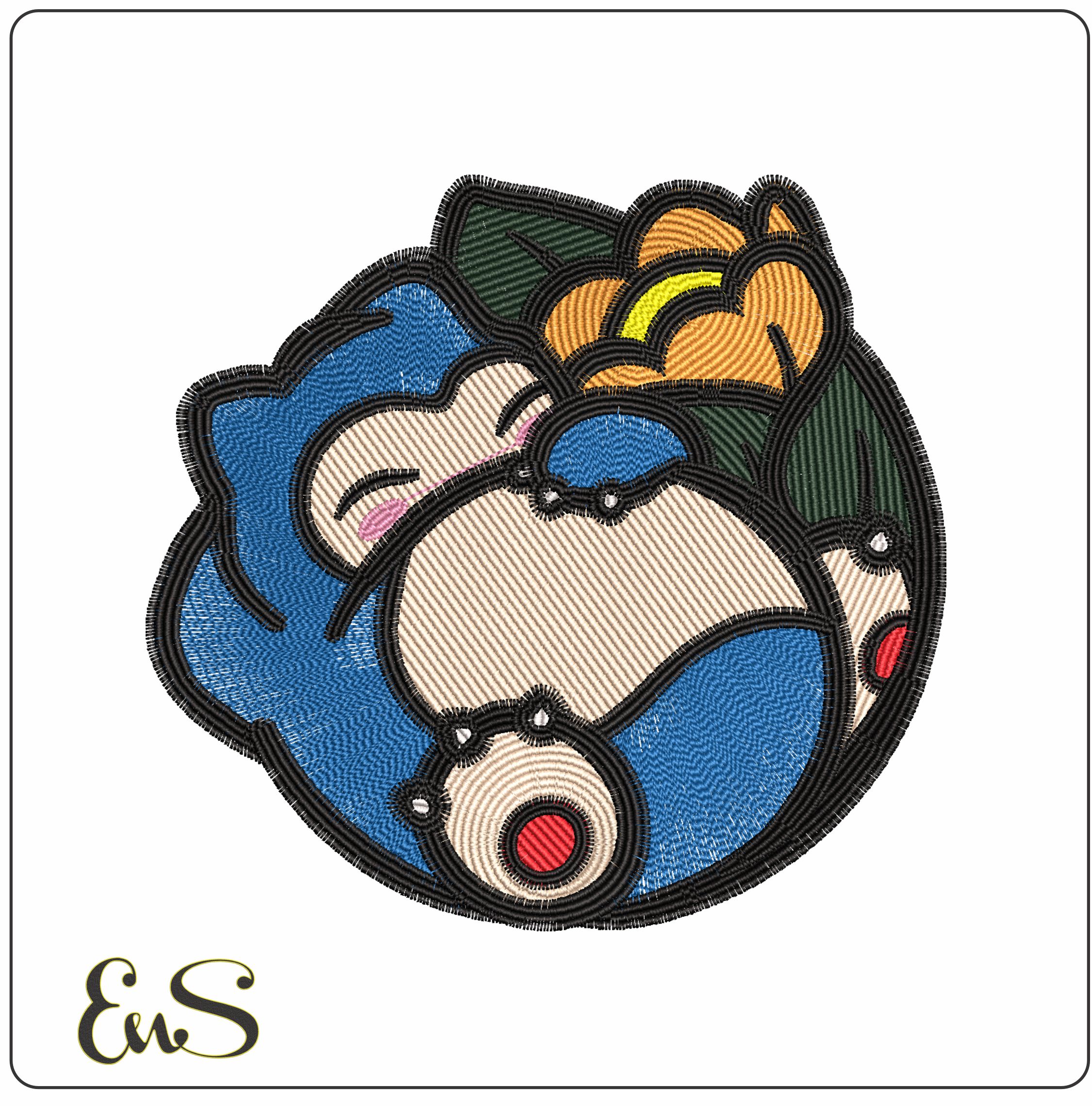 Snorlax Pokemon Anime - Elegant embroidery design file - instant download