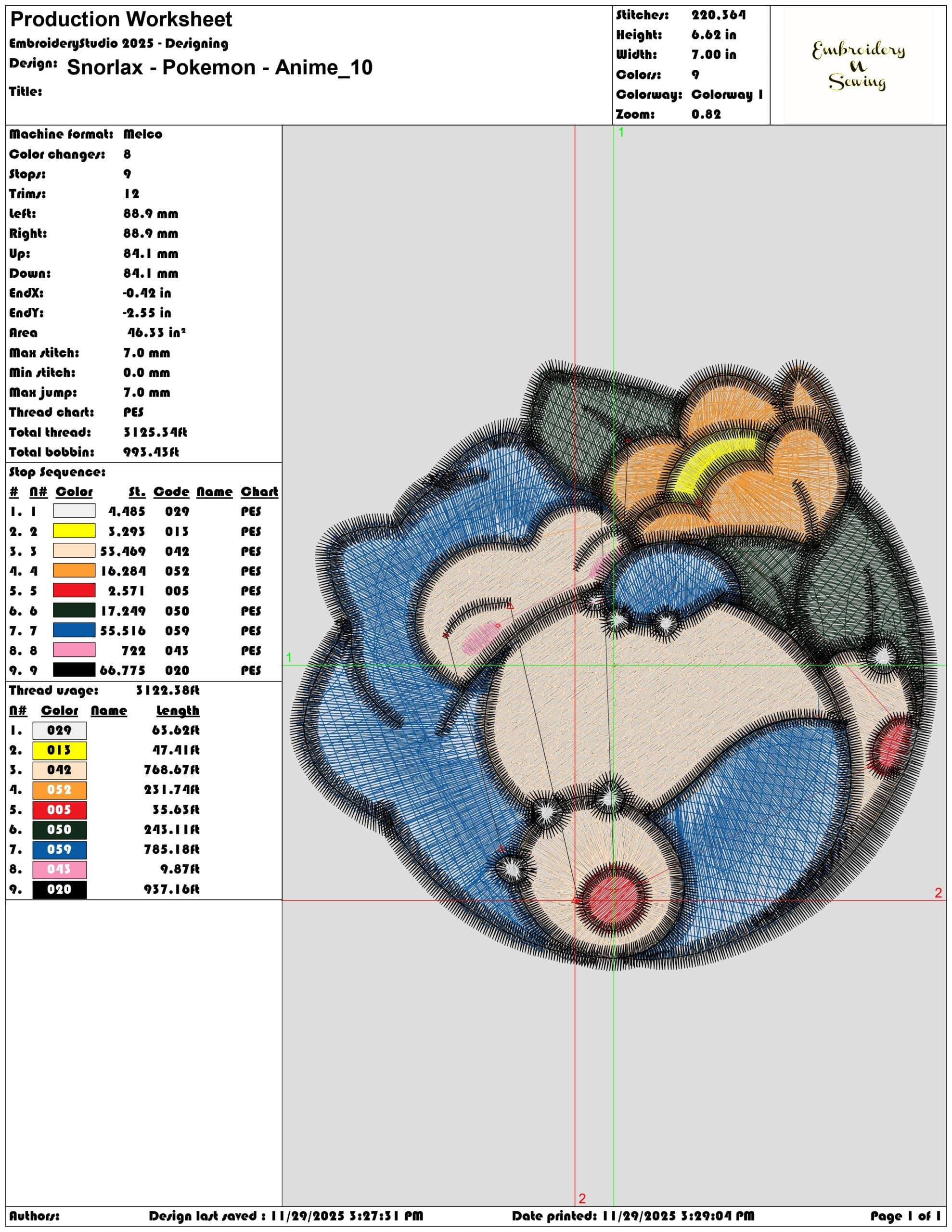 Snorlax Pokemon Anime - Elegant embroidery design file - instant download — view 3