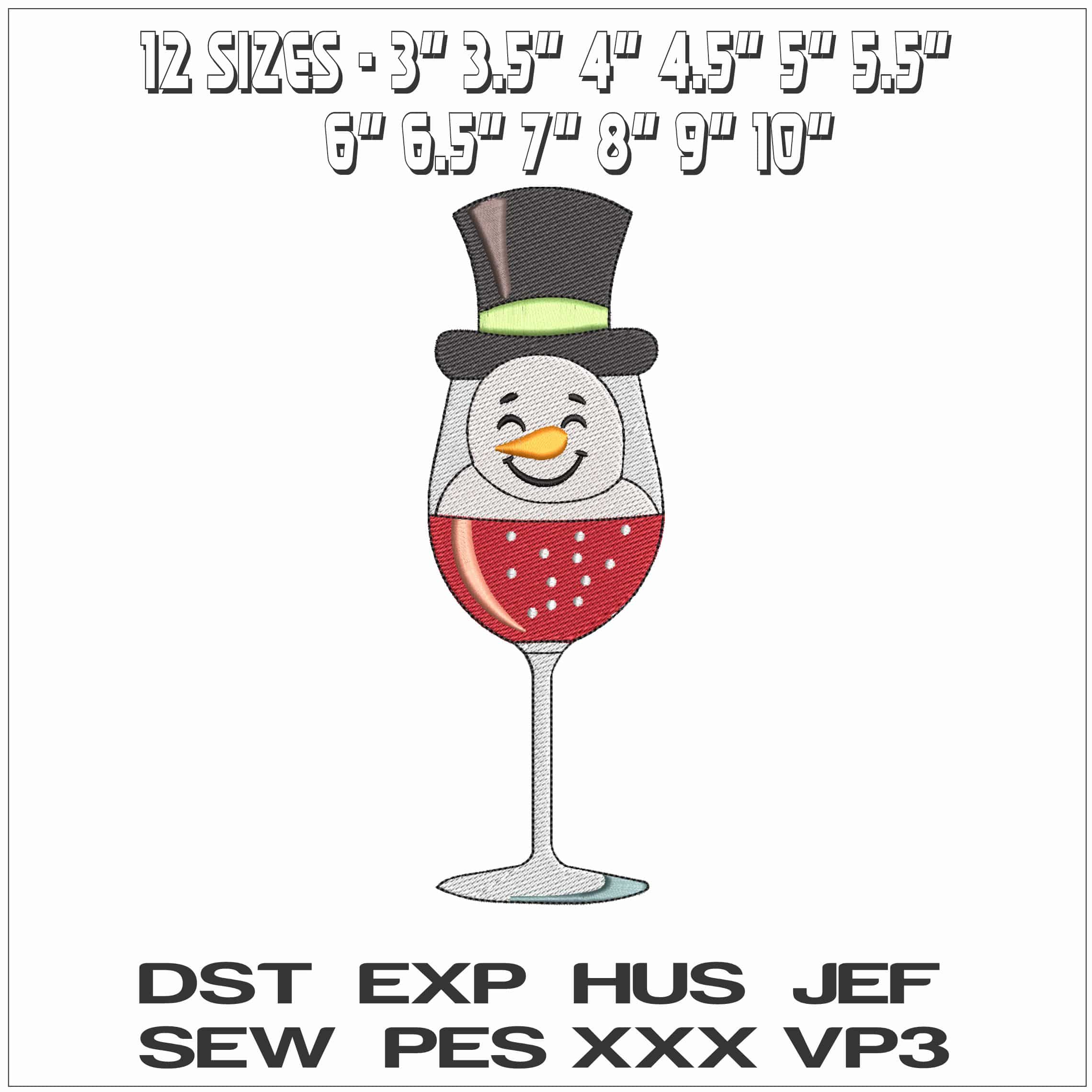 Snowman Christmas Drinks - Elegant embroidery design file - instant download — view 2