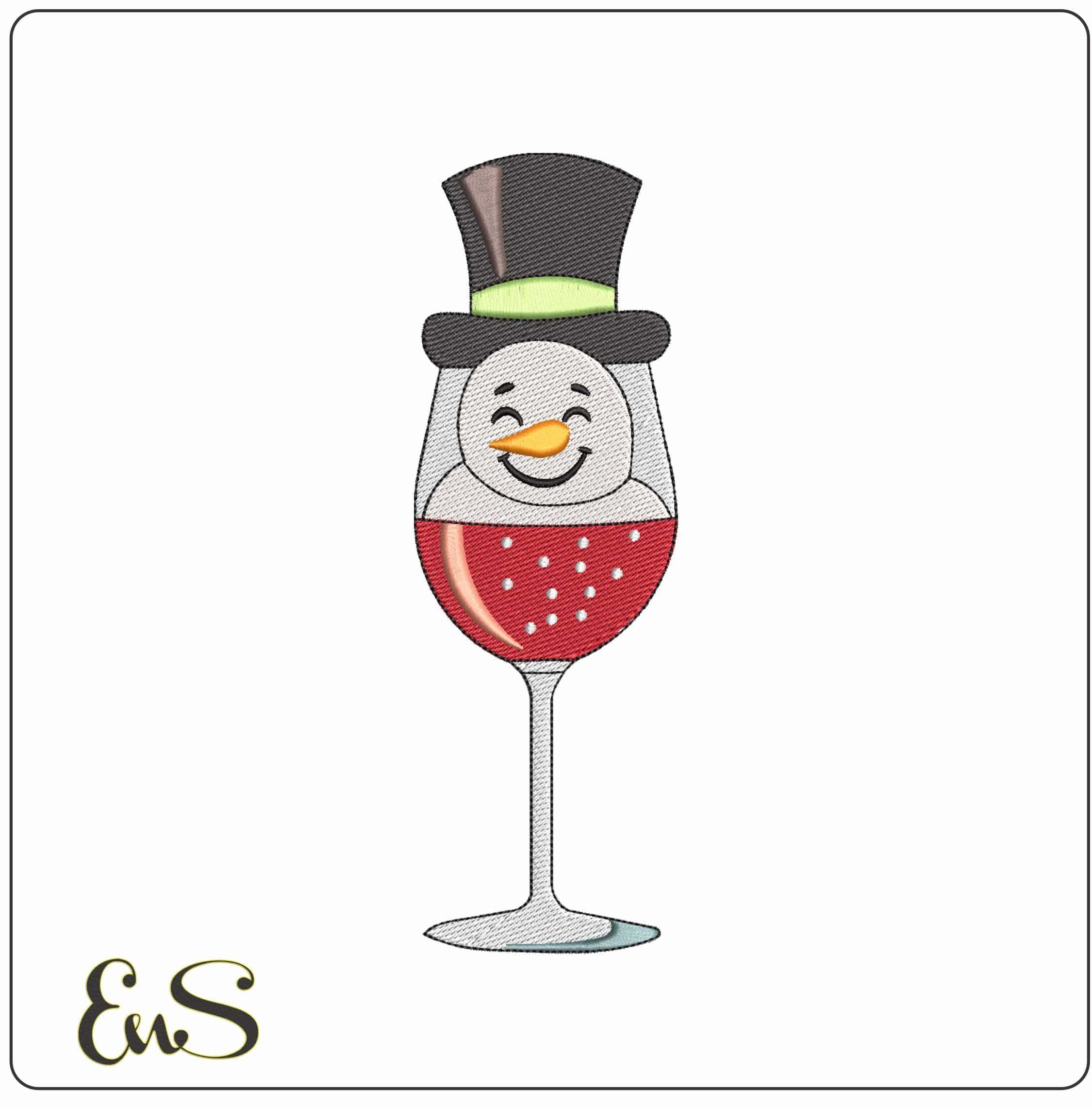 Snowman Christmas Drinks - Elegant embroidery design file - instant download