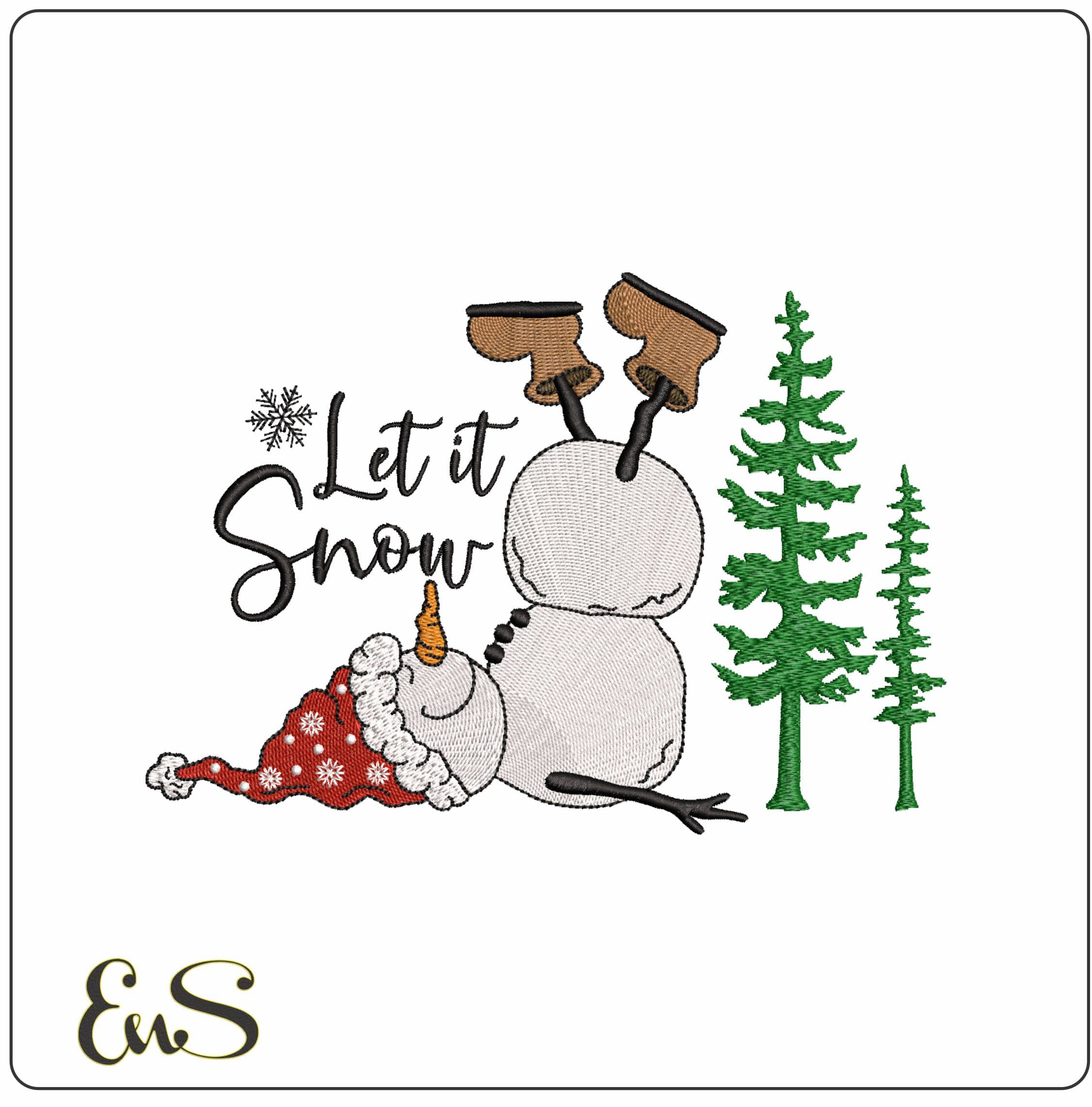 Snowman Let it Snow - Elegant embroidery design file - instant download