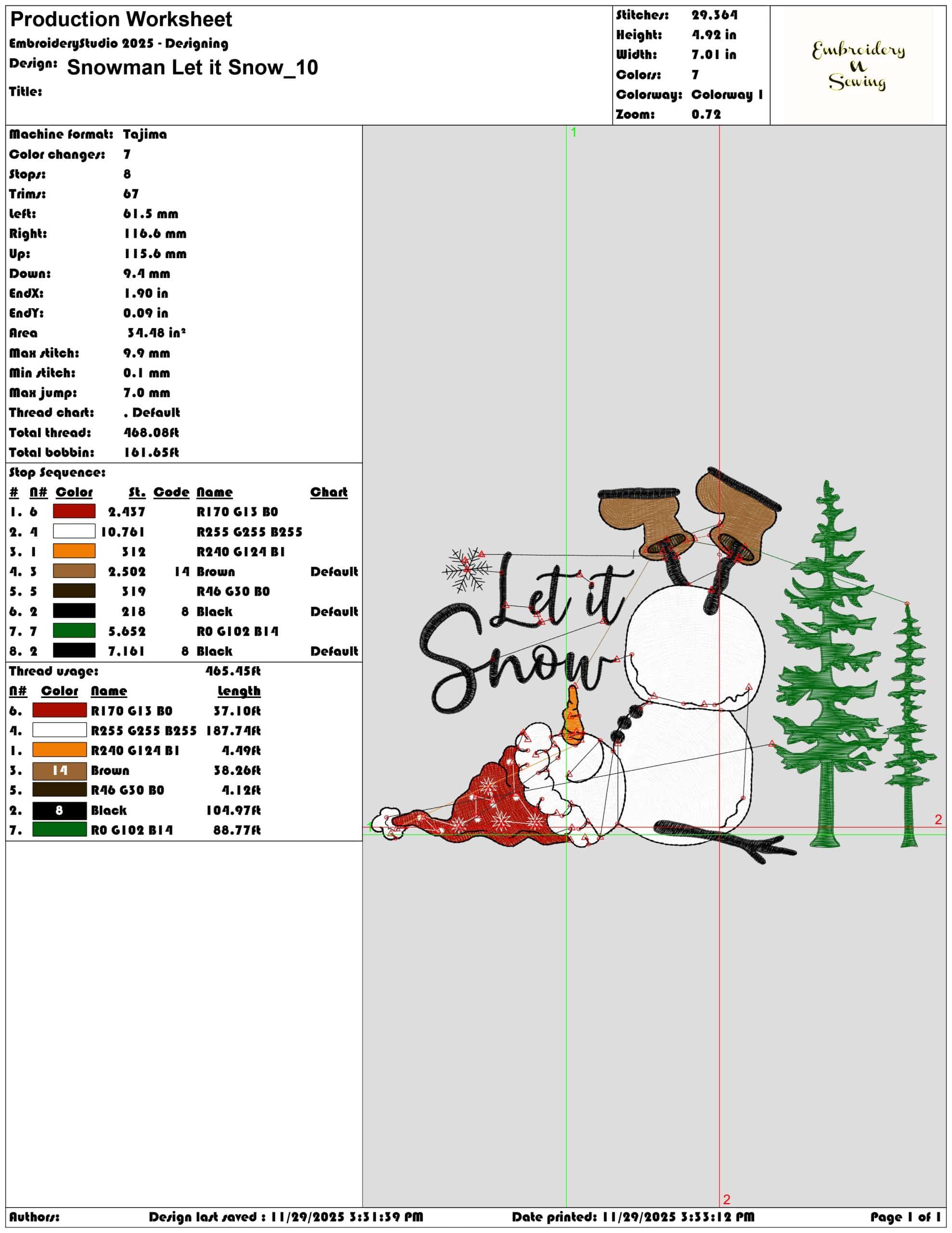 Snowman Let it Snow - Elegant embroidery design file - instant download — view 3