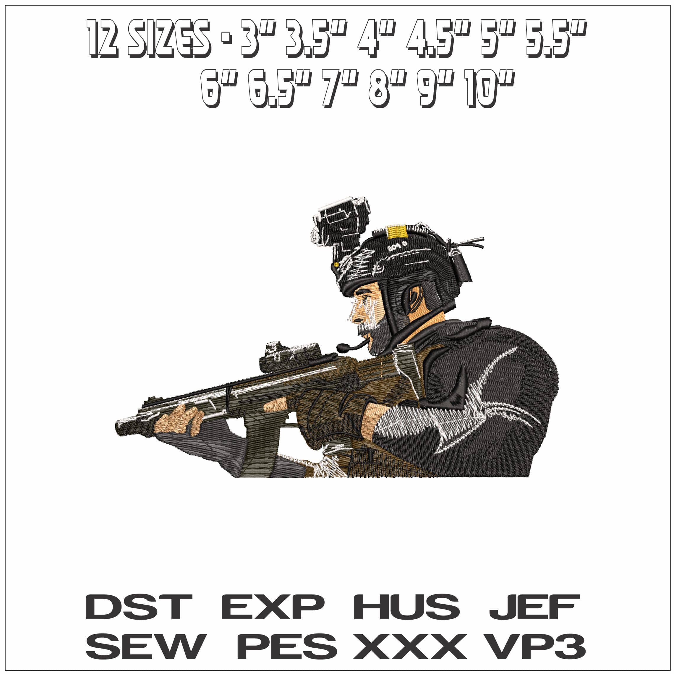 Soldier from Call Of Duty - Elegant embroidery design file - instant download — view 2