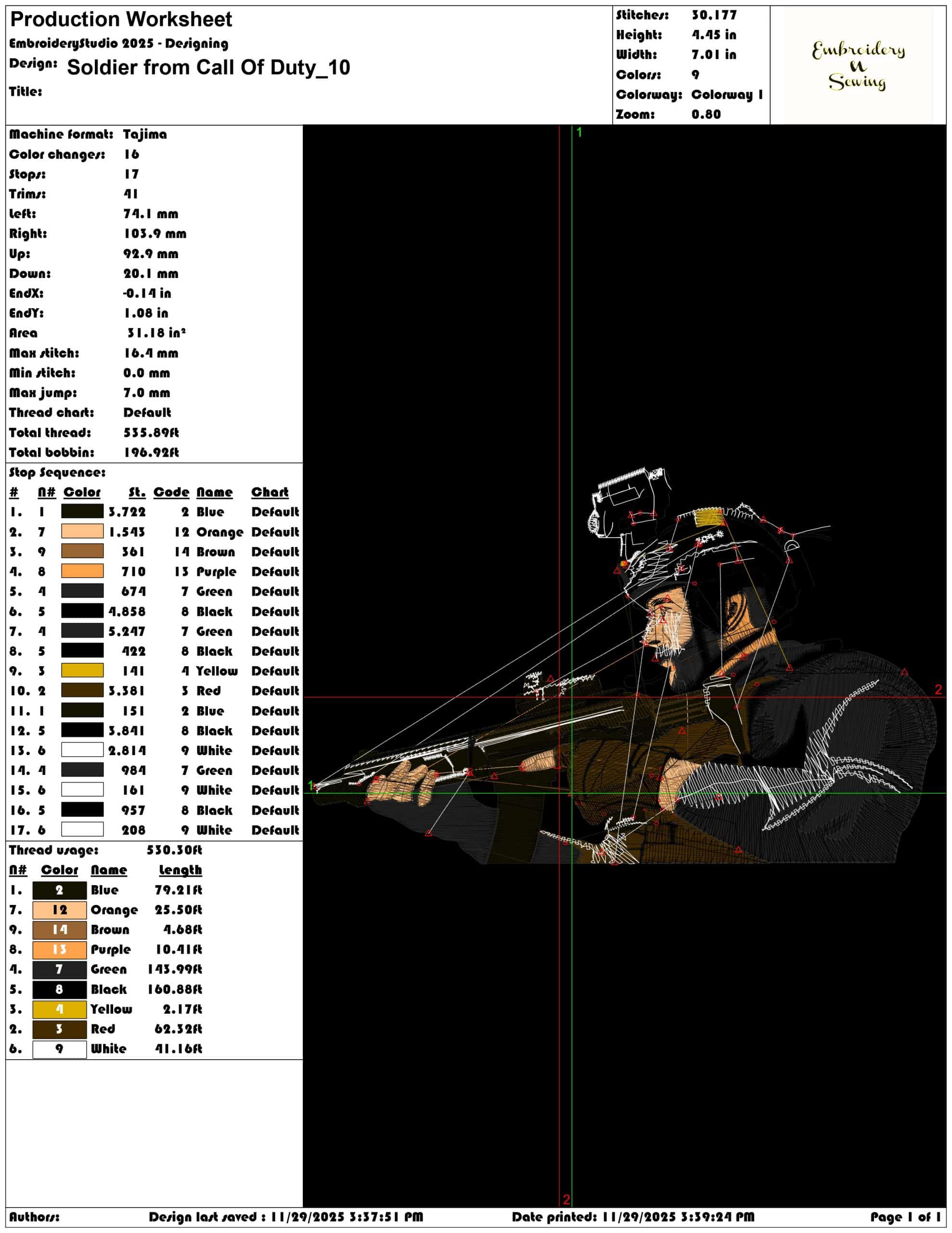 Soldier from Call Of Duty - Elegant embroidery design file - instant download — view 3