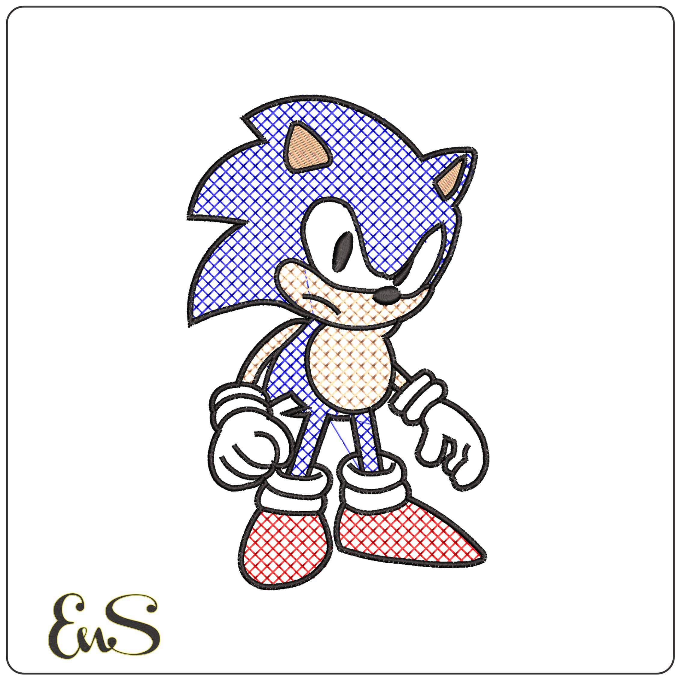 Sonic Hashed Outlines - Elegant embroidery design file - instant download