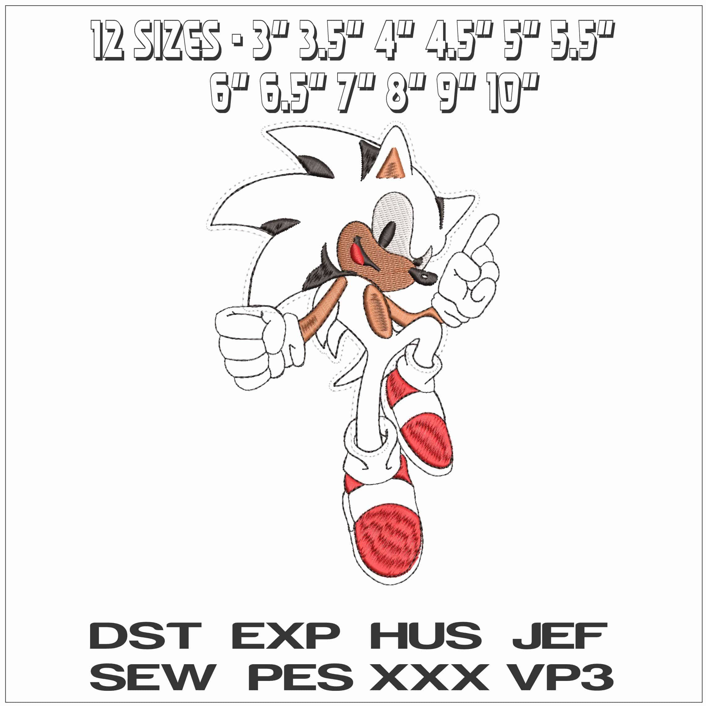 Sonic Outlines - Elegant embroidery design file - instant download — view 2