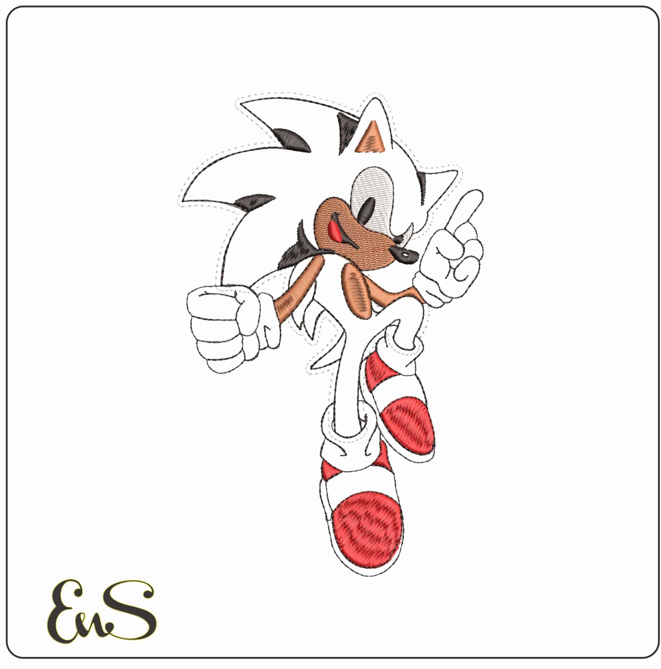 Sonic Outlines - Elegant embroidery design file - instant download