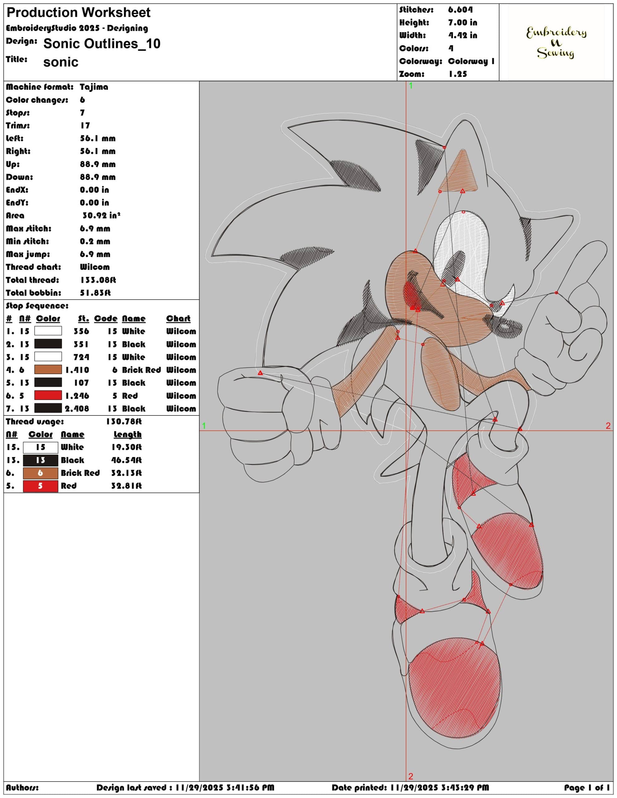 Sonic Outlines - Elegant embroidery design file - instant download — view 3