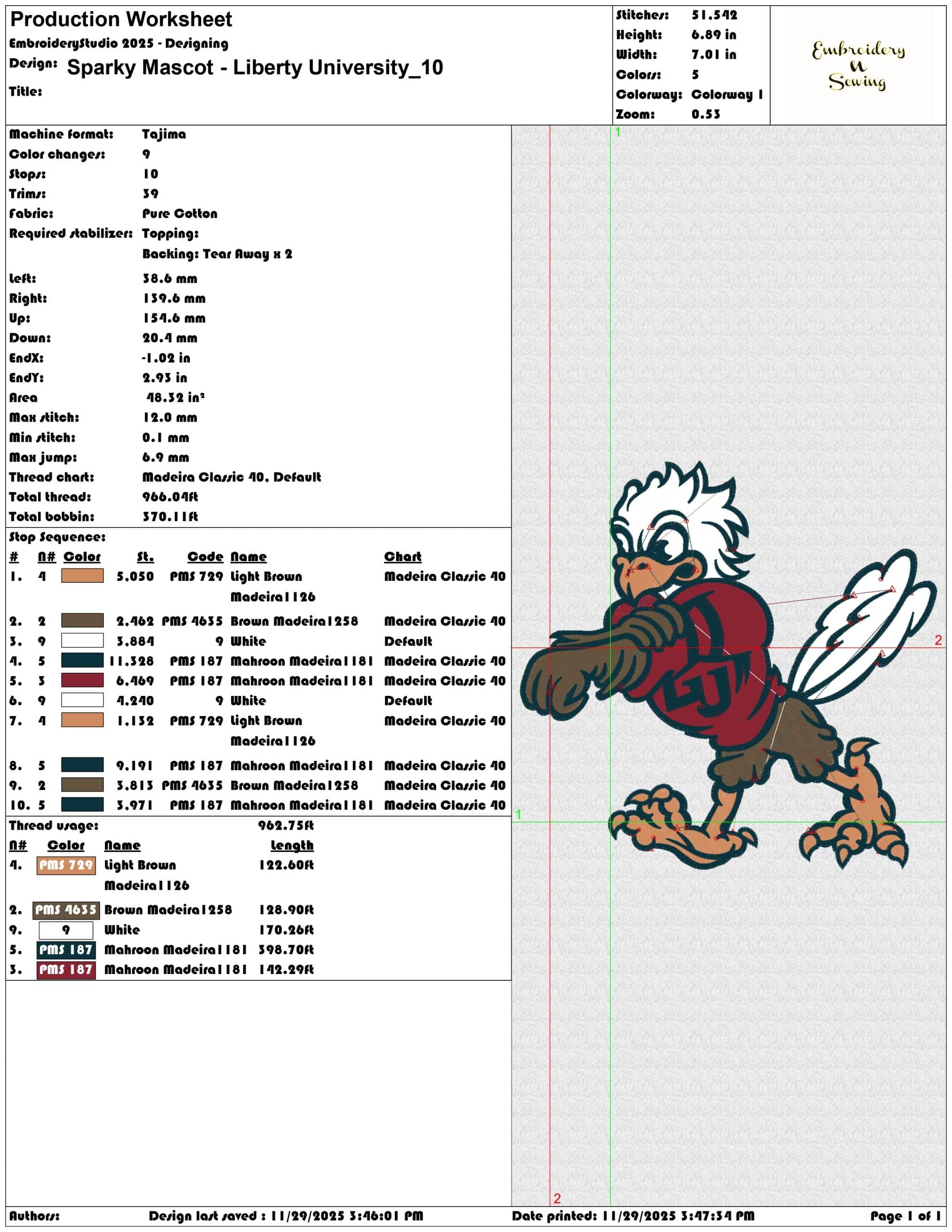 Sparky Mascot Liberty University - Elegant embroidery design file - instant download — view 3
