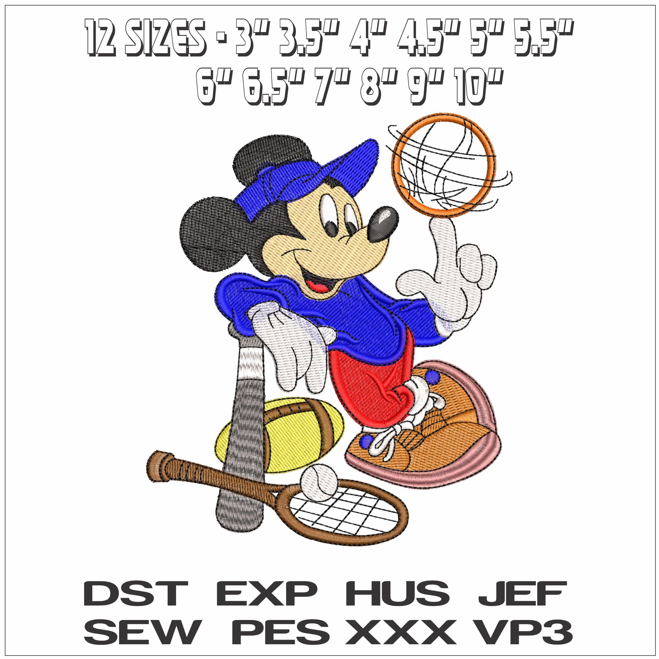 Sports Mickey Mouse - Elegant embroidery design file - instant download — view 2