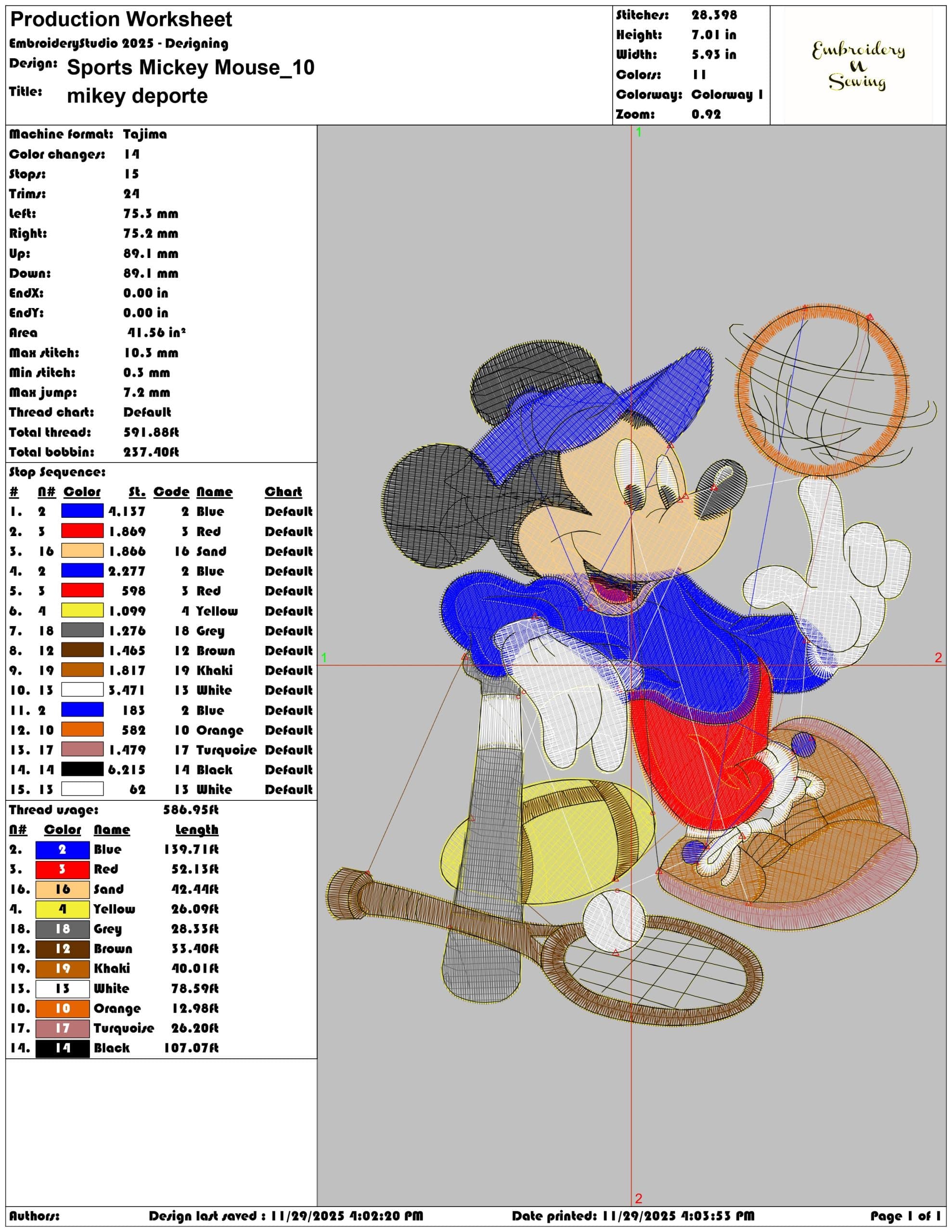 Sports Mickey Mouse - Elegant embroidery design file - instant download — view 3