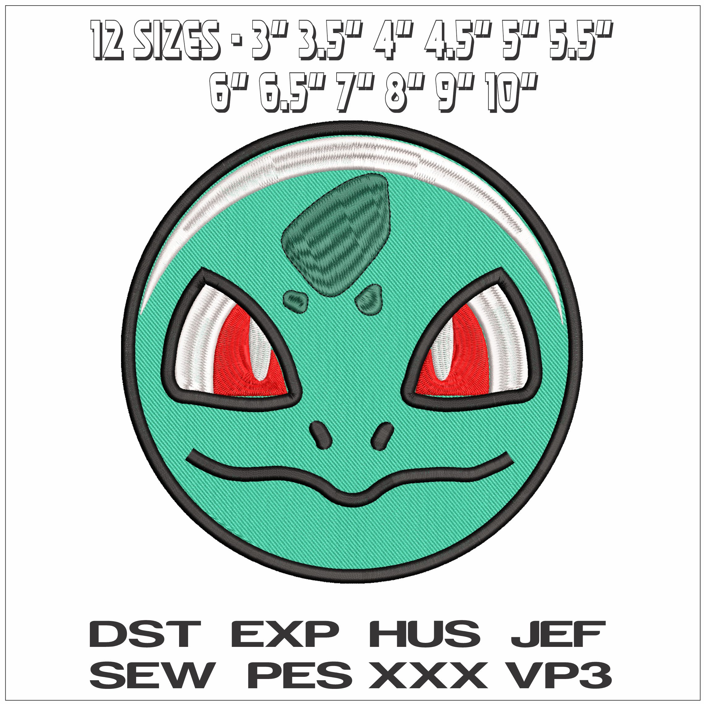 Squirtle Face Pokemon Anime - Elegant embroidery design file - instant download — view 2