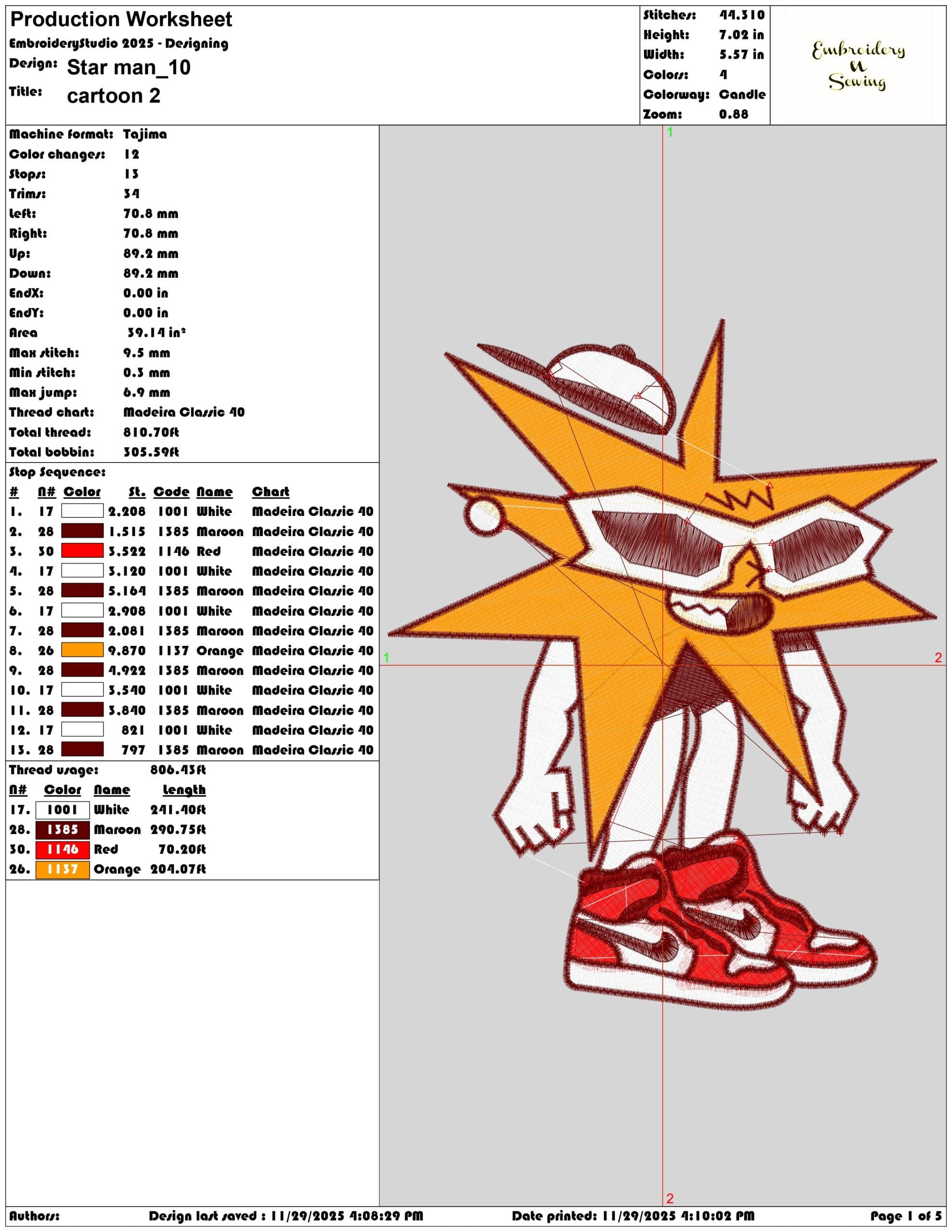 Star man - Elegant embroidery design file - instant download — view 3
