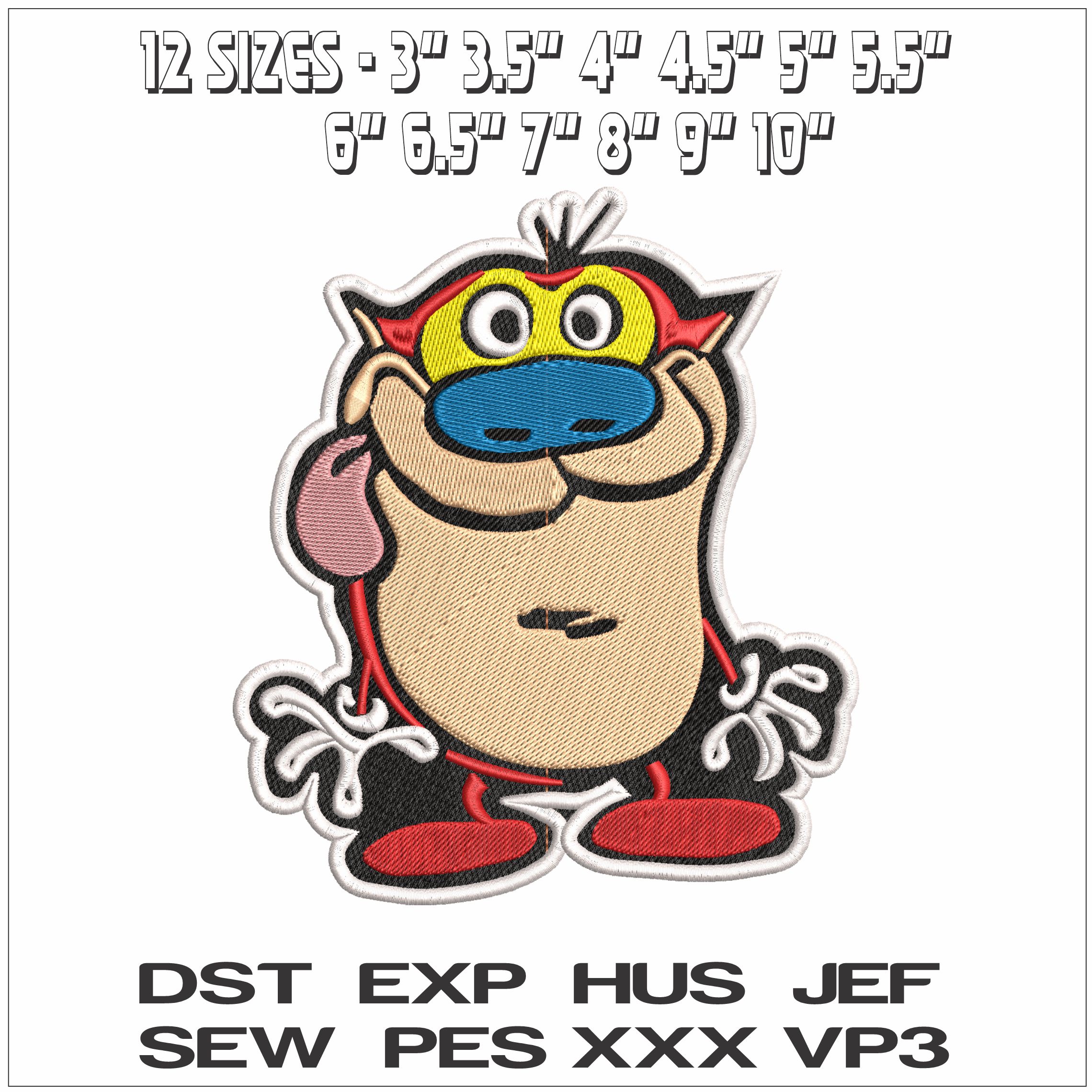 Stimpy of Rum and Stimpy - Elegant embroidery design file - instant download — view 2
