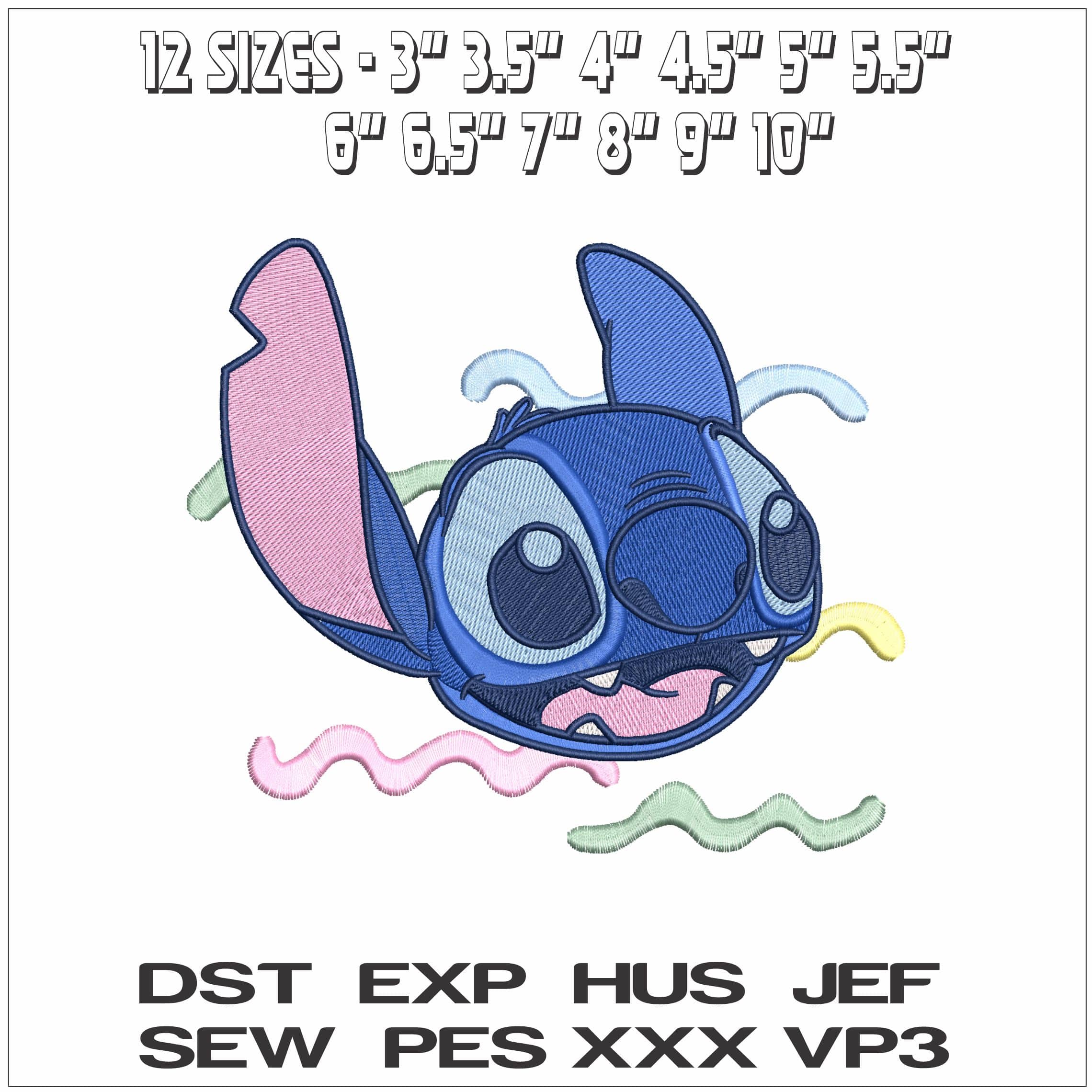 Stitch Happy Face - Elegant embroidery design file - instant download — view 2