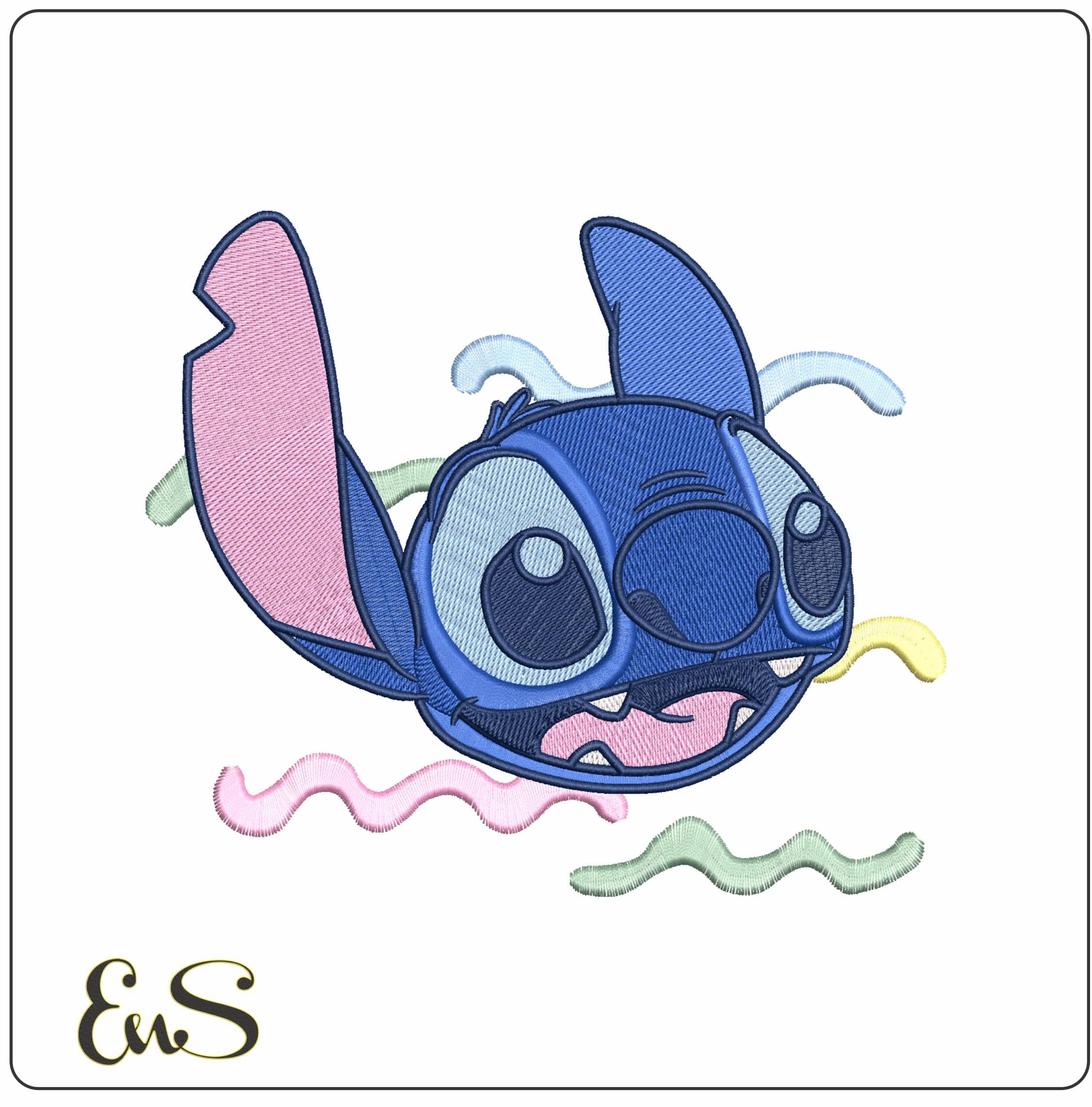 Stitch Happy Face - Elegant embroidery design file - instant download