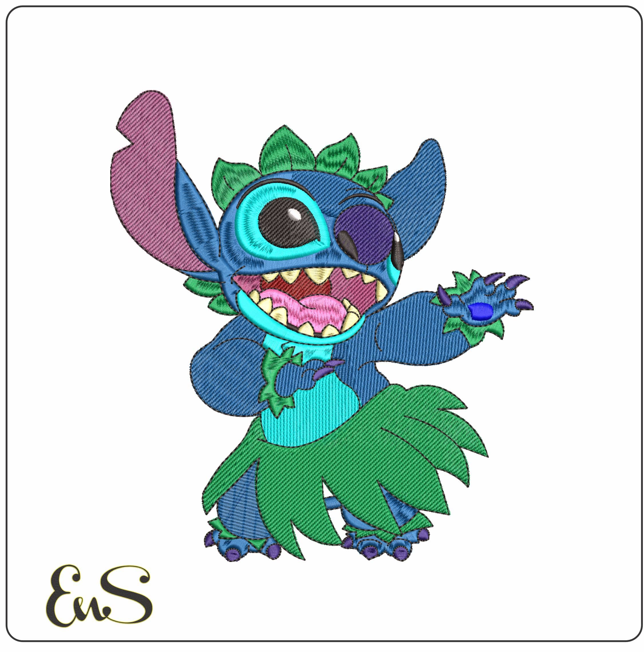 Stitch Hoola Cartoon - Elegant embroidery design file - instant download