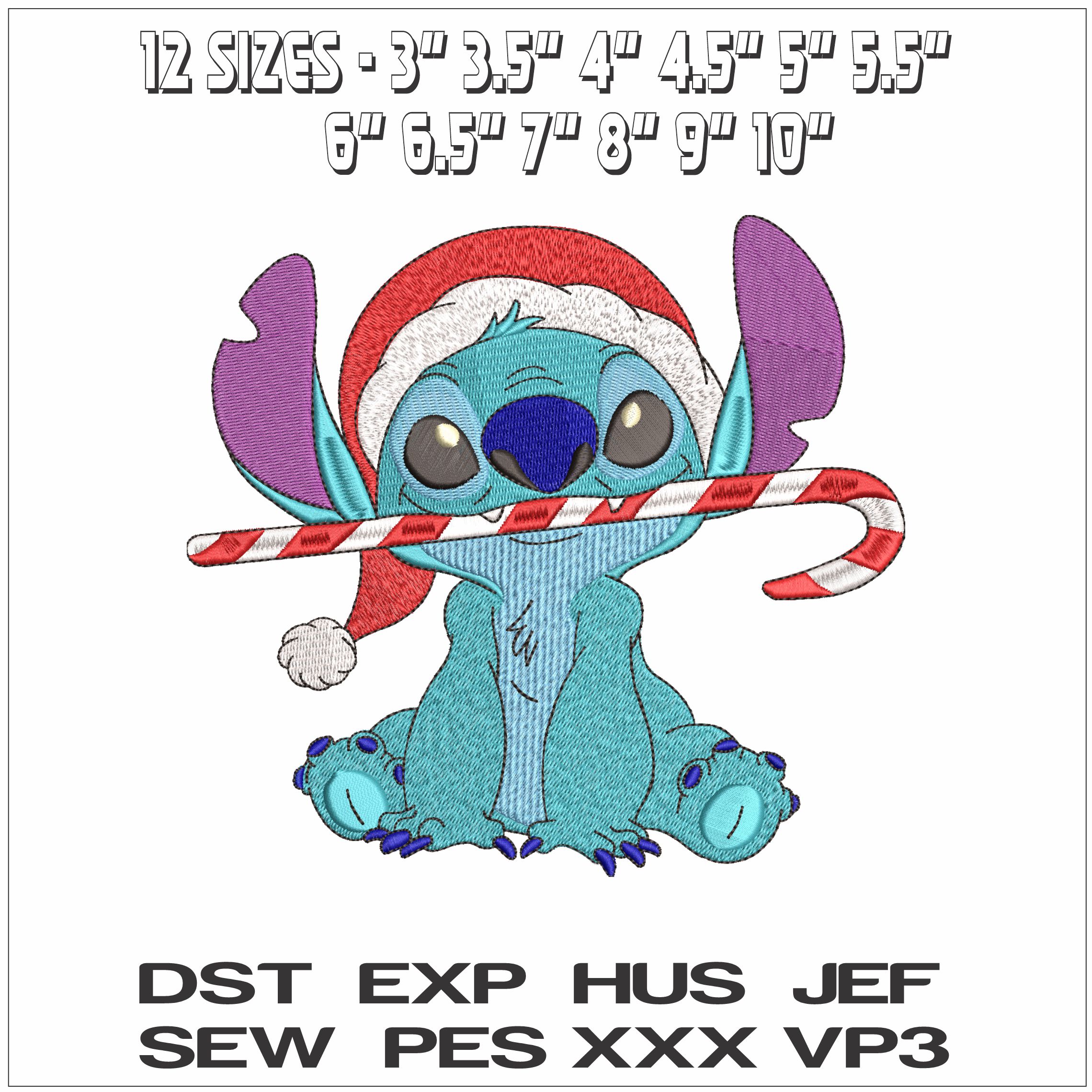 Stitch Xmas Cane - Elegant embroidery design file - instant download — view 2
