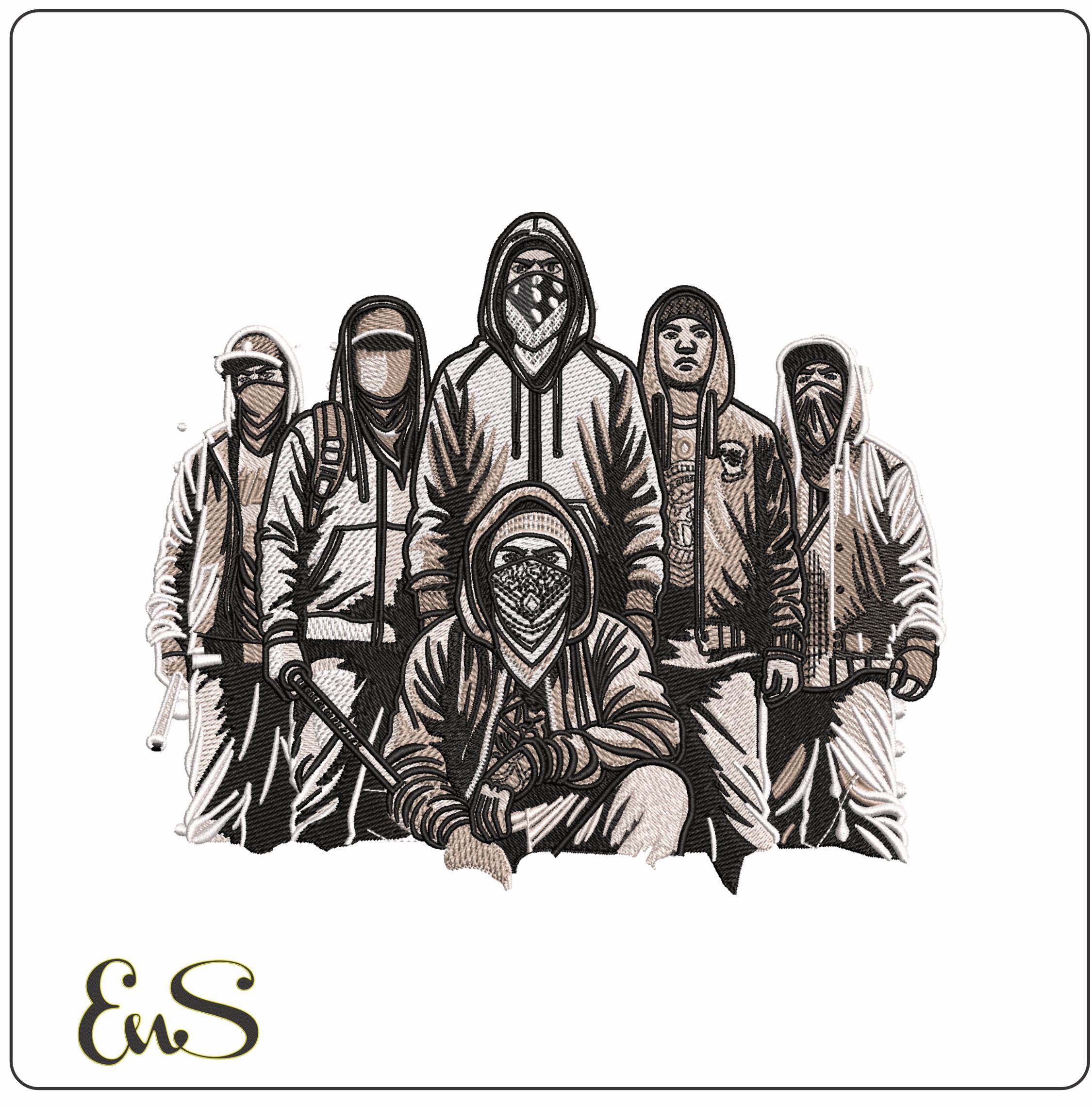 Street Gang - Elegant embroidery design file - instant download