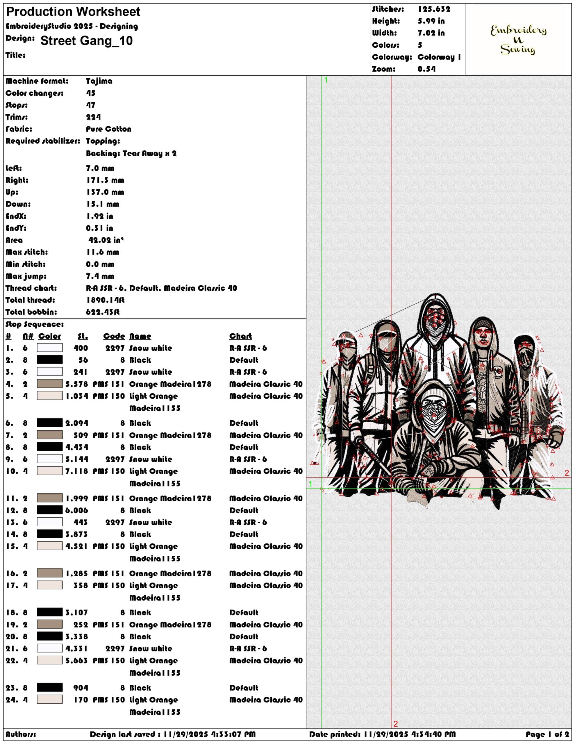 Street Gang - Elegant embroidery design file - instant download — view 4