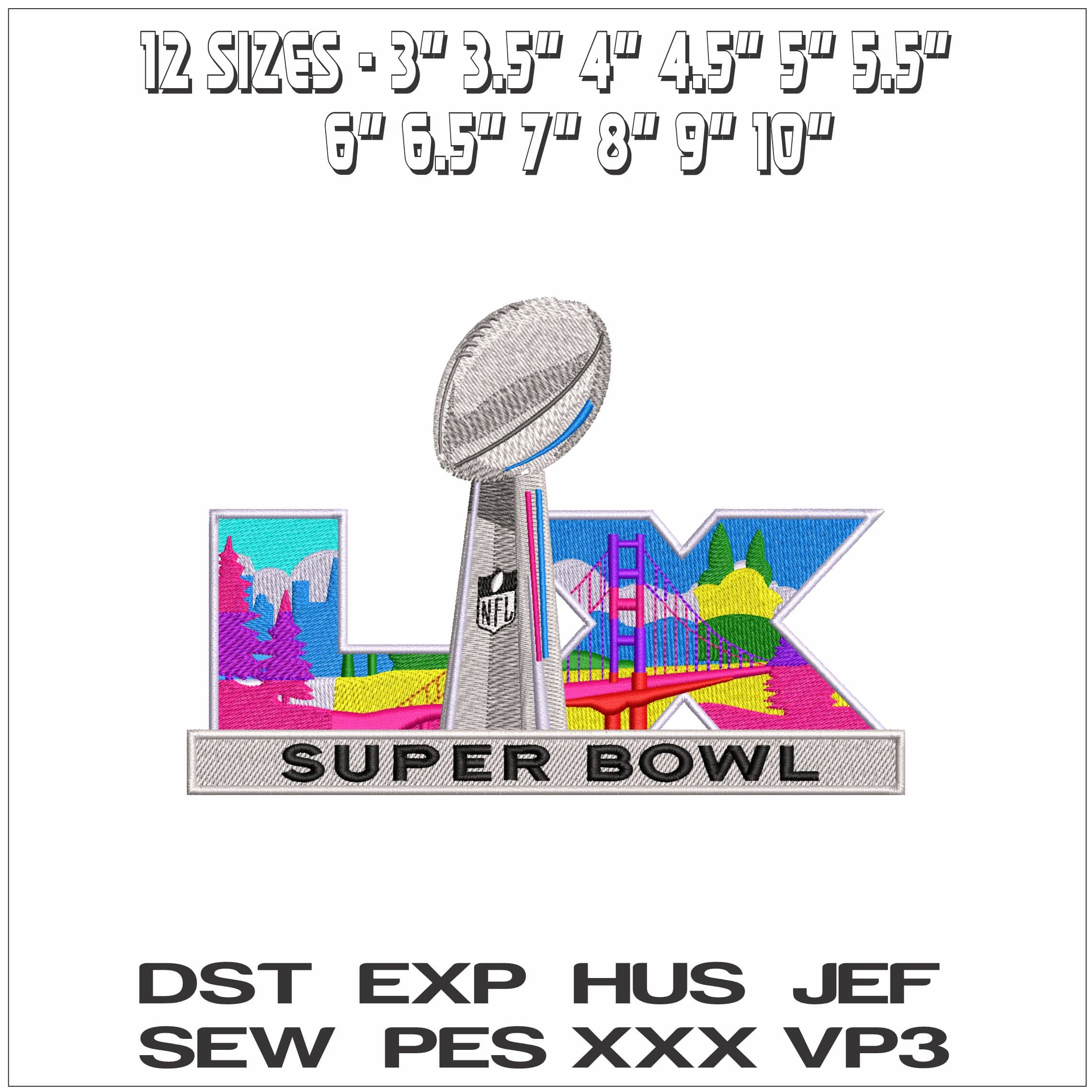 Super Bowl LX 2026 - Elegant embroidery design file - instant download — view 2