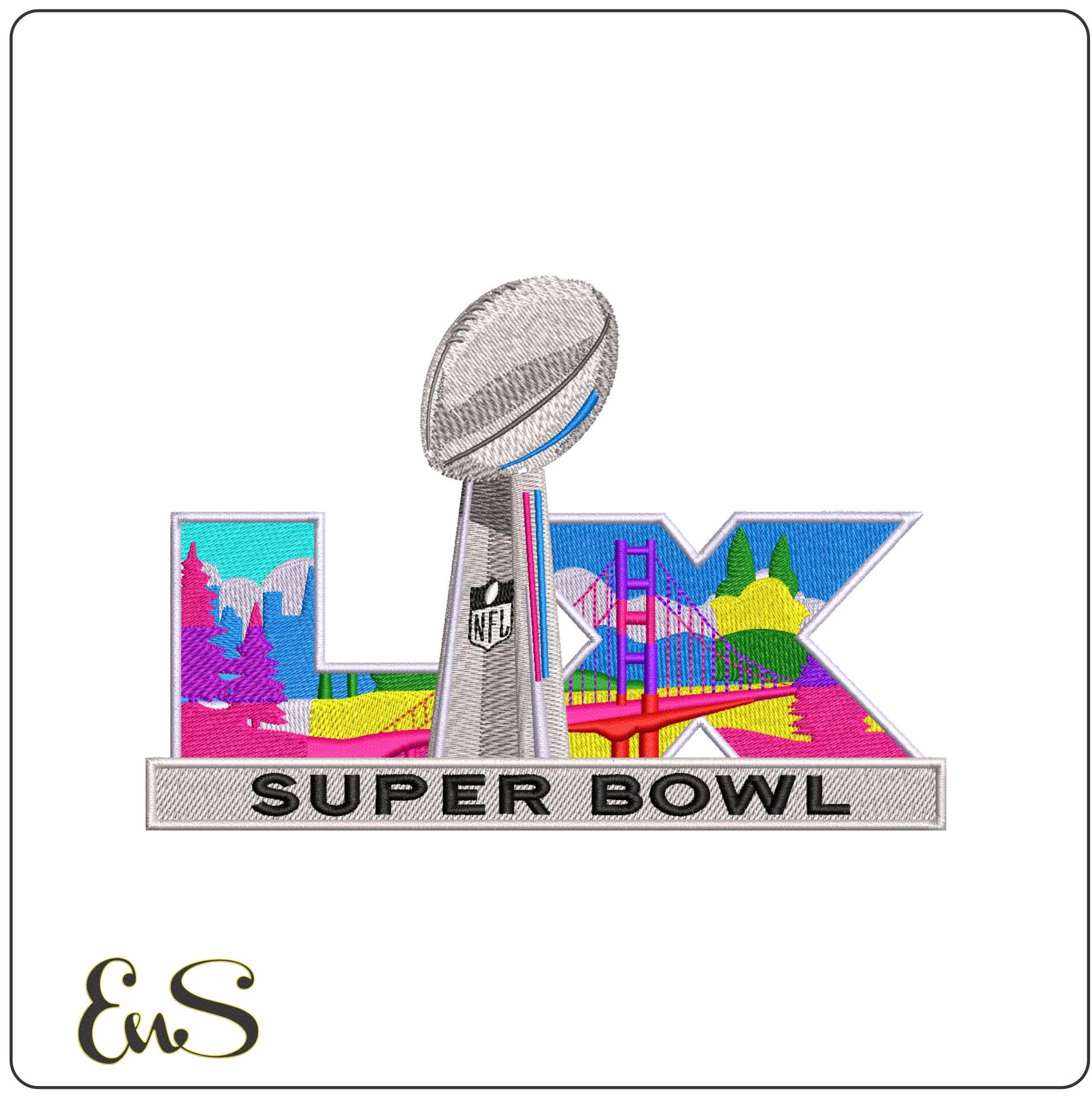 Super Bowl LX 2026 - Elegant embroidery design file - instant download