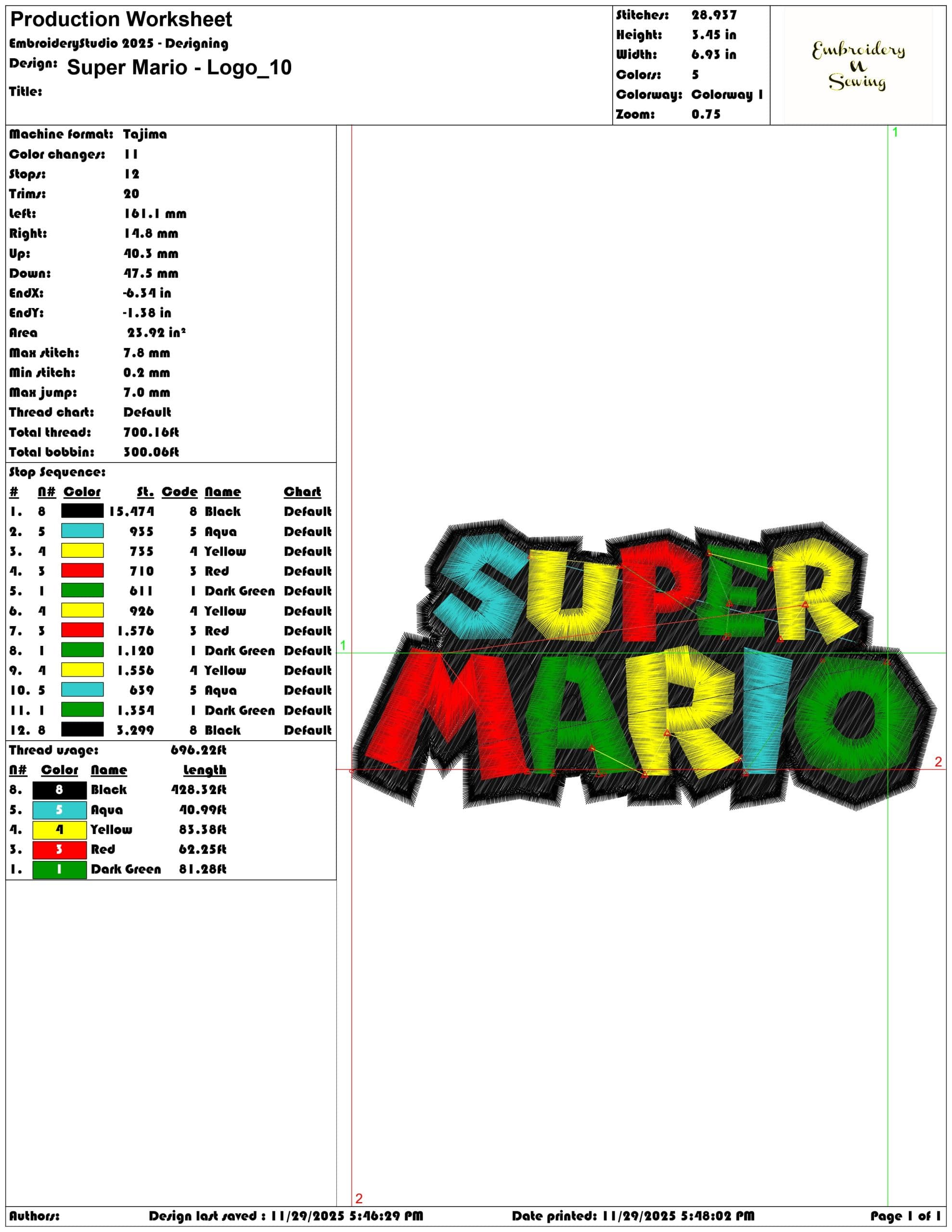 Super Mario Logo - Elegant embroidery design file - instant download — view 3