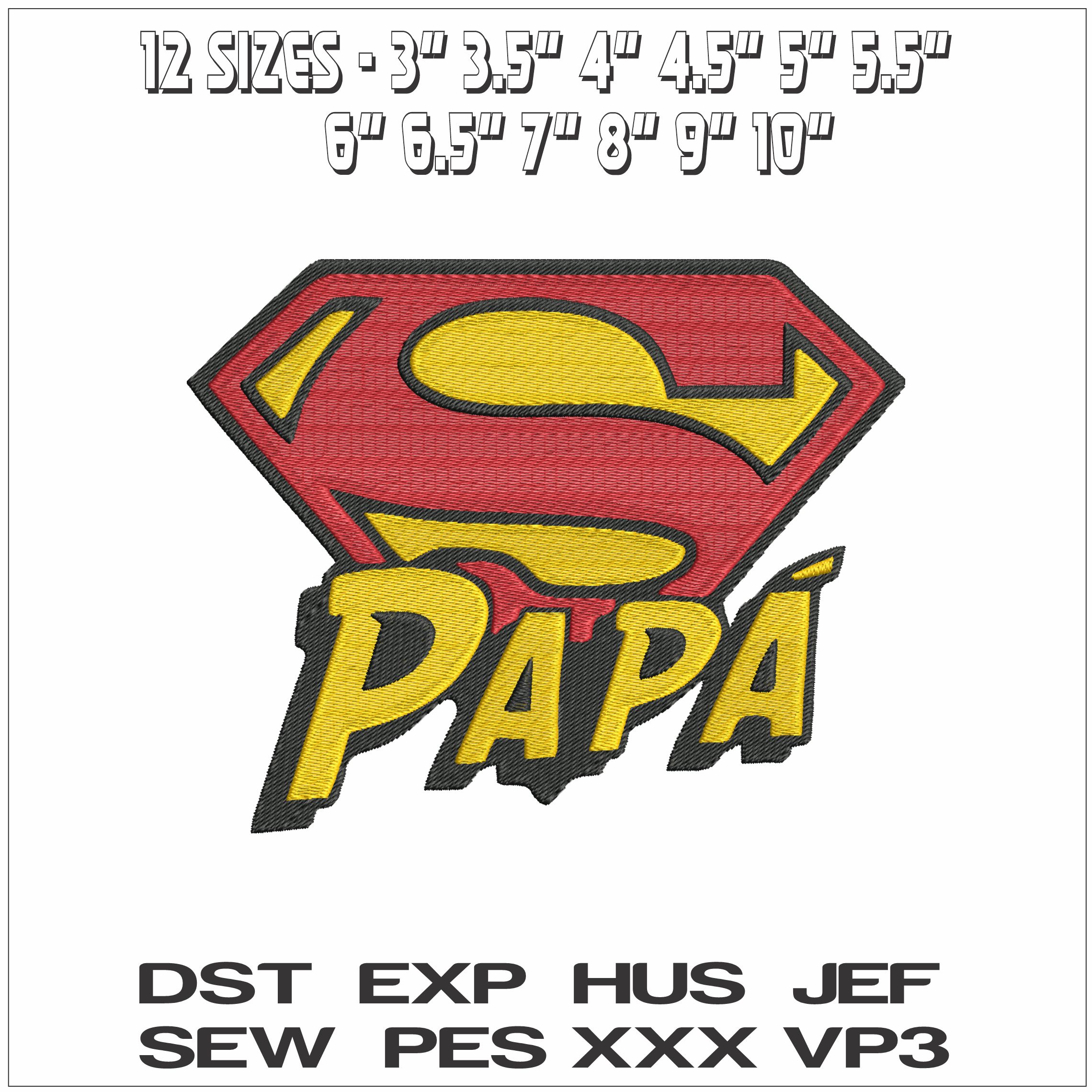 Super Papa Logo - Elegant embroidery design file - instant download — view 2