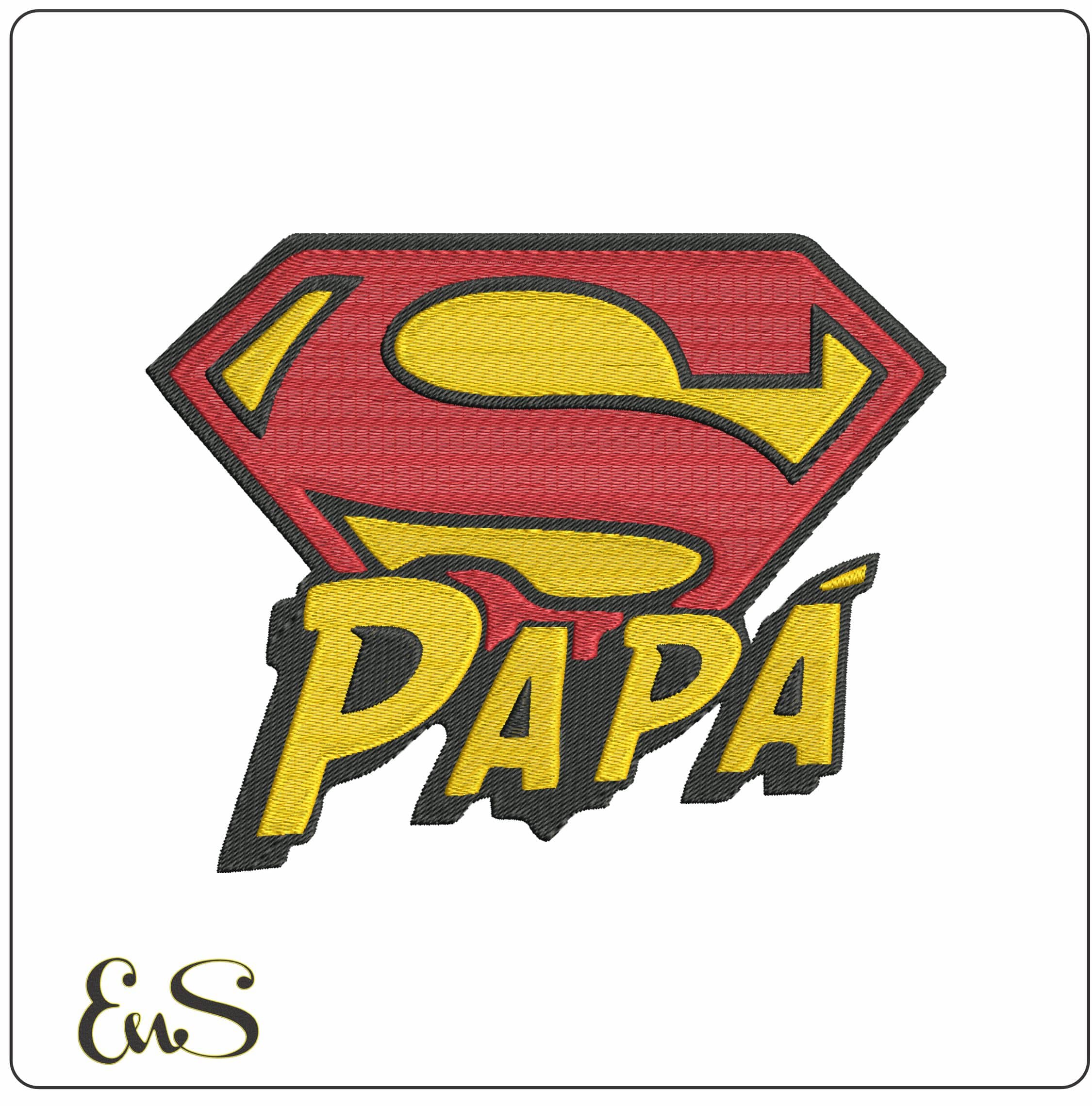 Super Papa Logo - Elegant embroidery design file - instant download