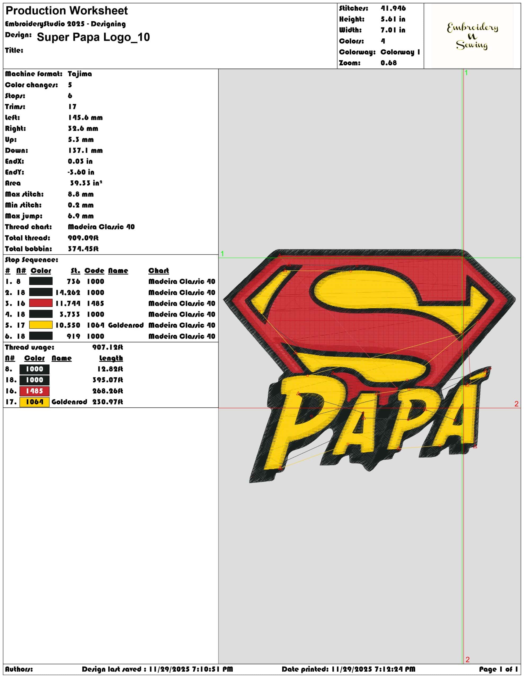 Super Papa Logo - Elegant embroidery design file - instant download — view 3