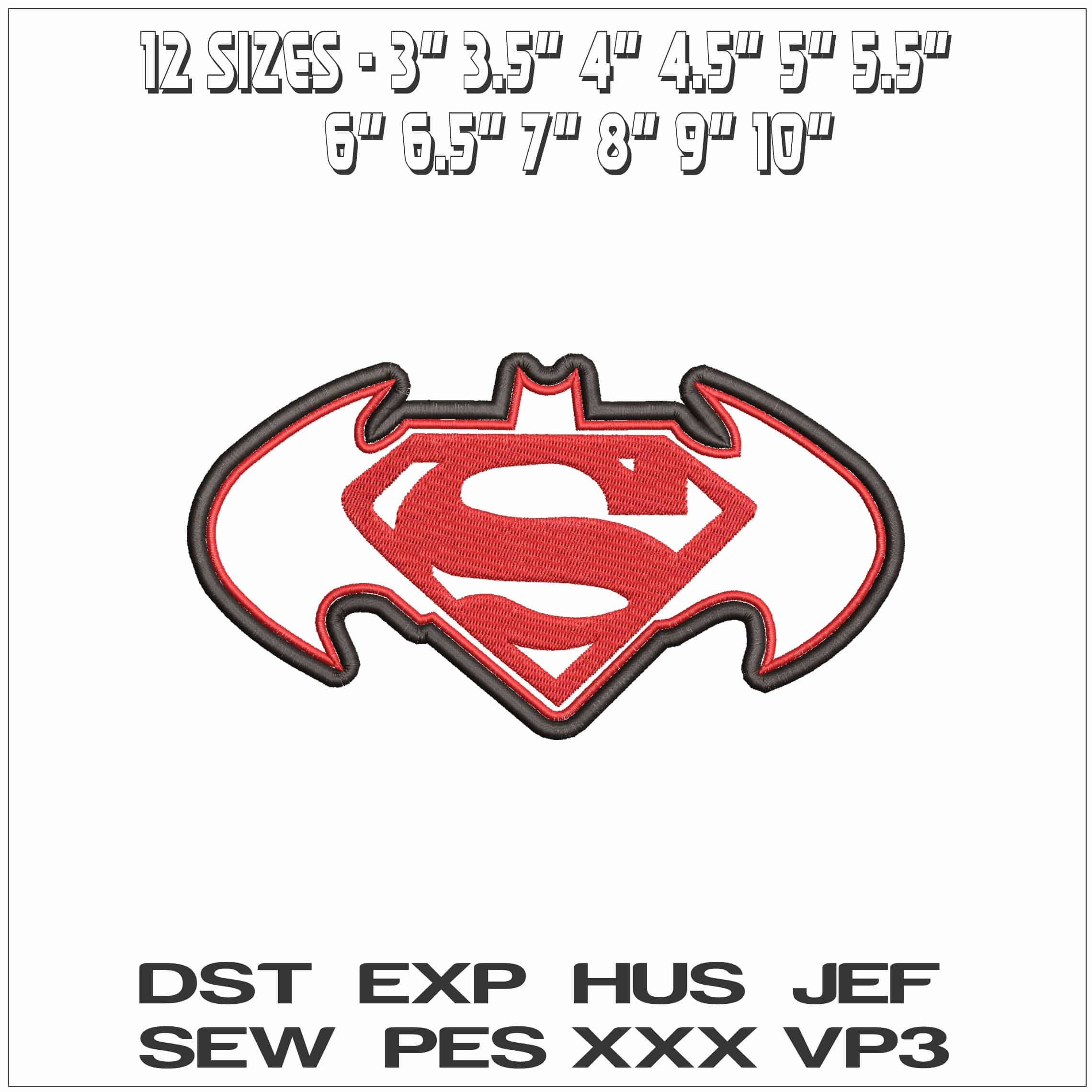 Superman Batman Logo - Elegant embroidery design file - instant download — view 2