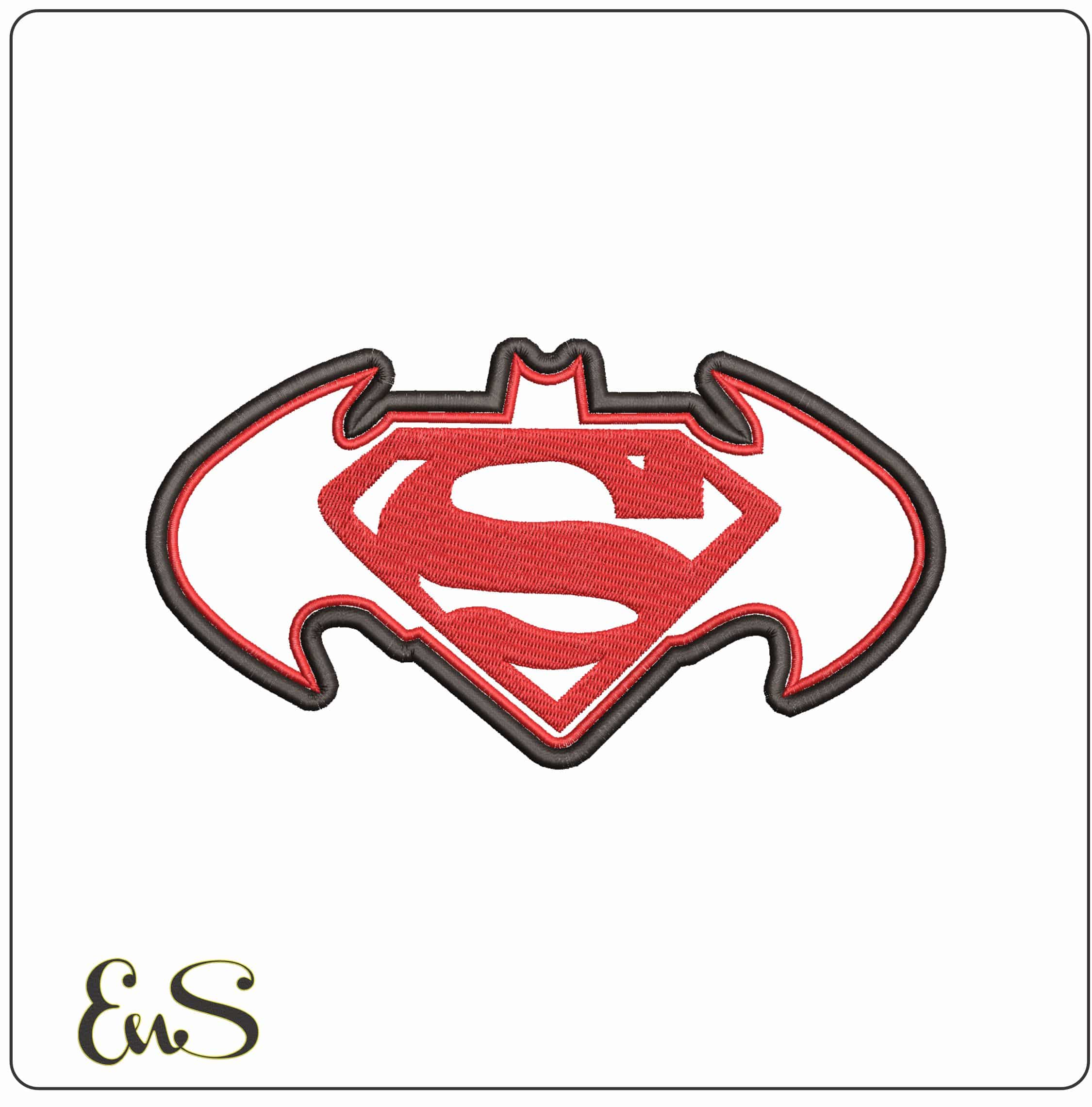 Superman Batman Logo - Elegant embroidery design file - instant download