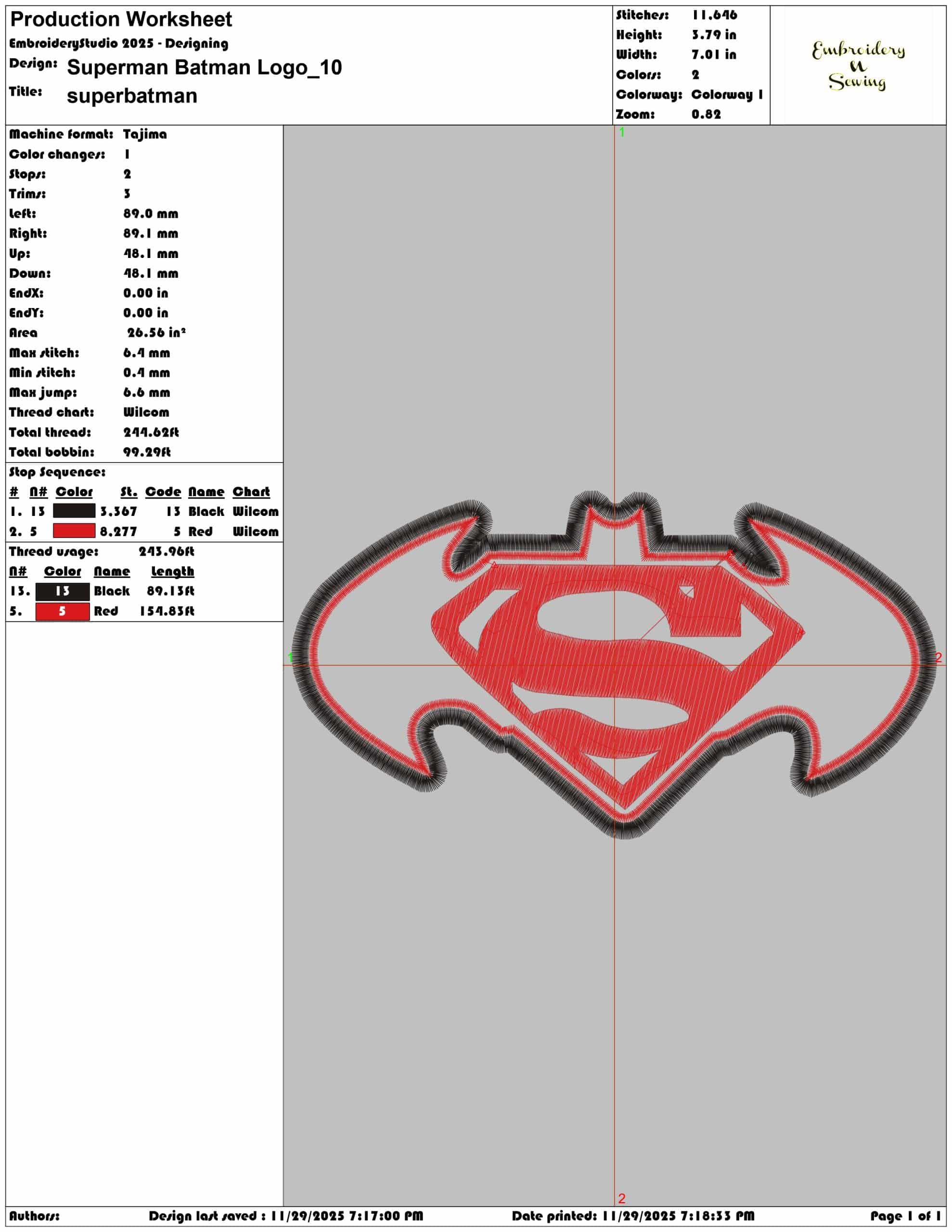 Superman Batman Logo - Elegant embroidery design file - instant download — view 3