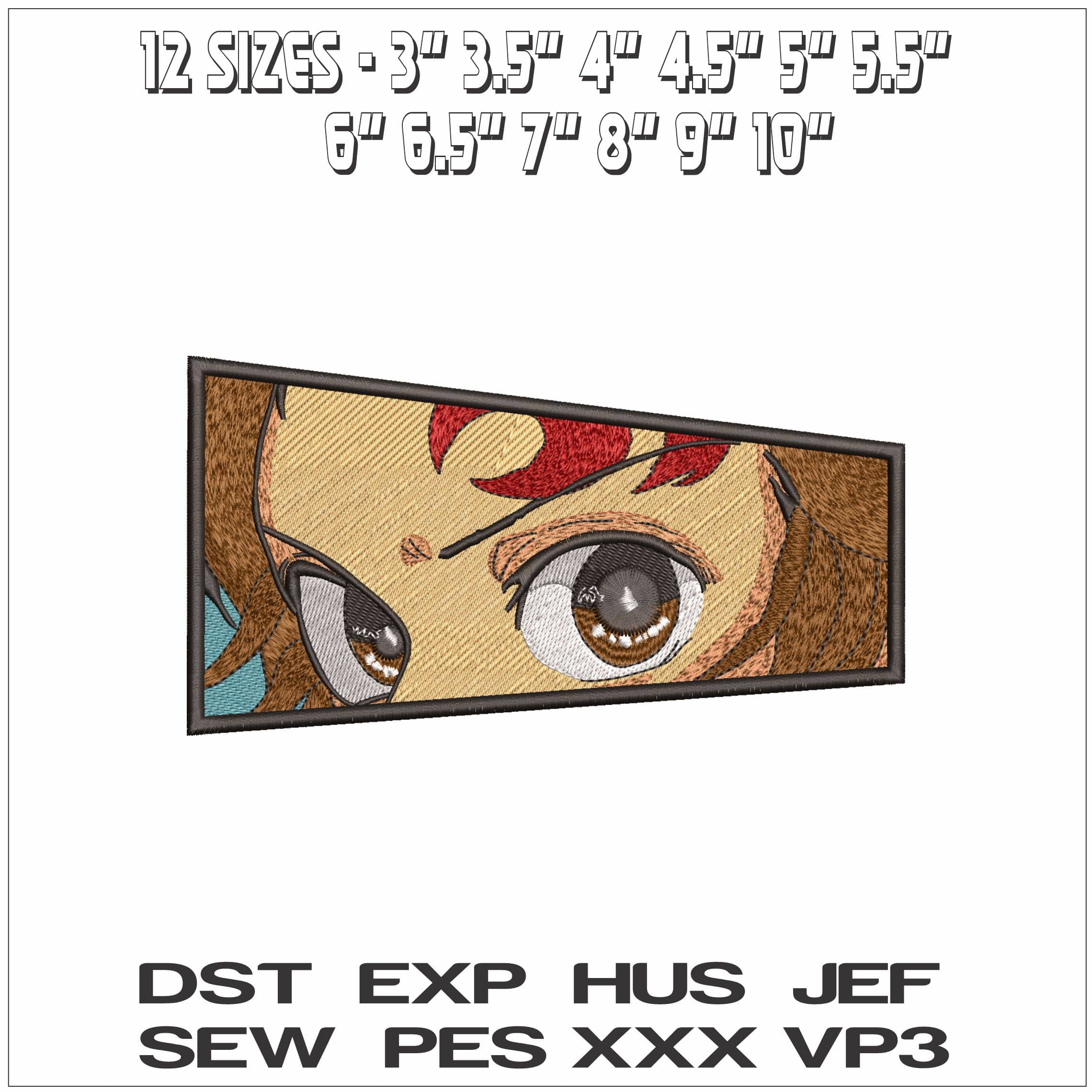 Tanjiro Kamado staring eyes Demon Slayer Anime - Elegant embroidery design file - instant download — view 2