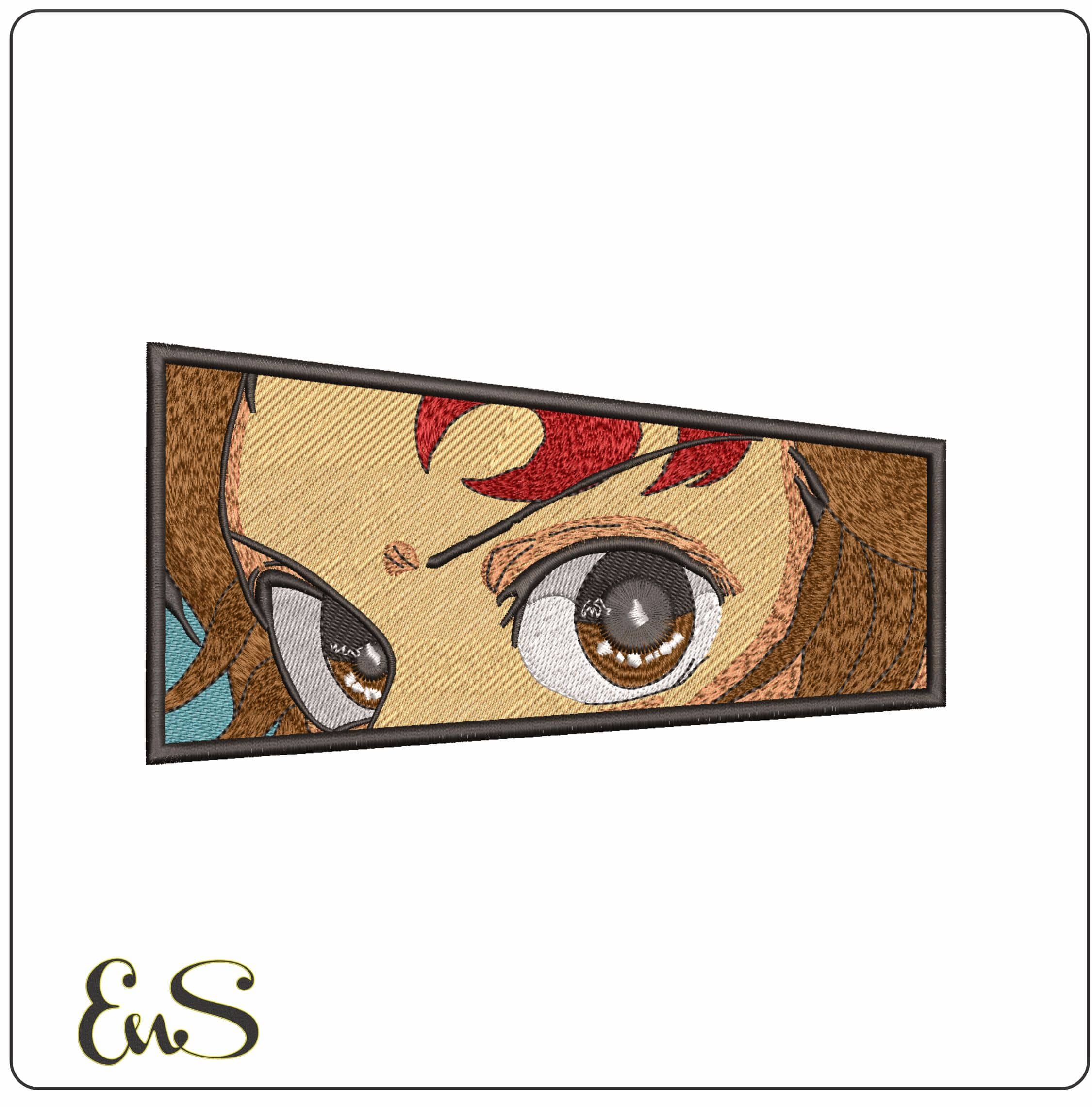 Tanjiro Kamado staring eyes Demon Slayer Anime - Elegant embroidery design file - instant download