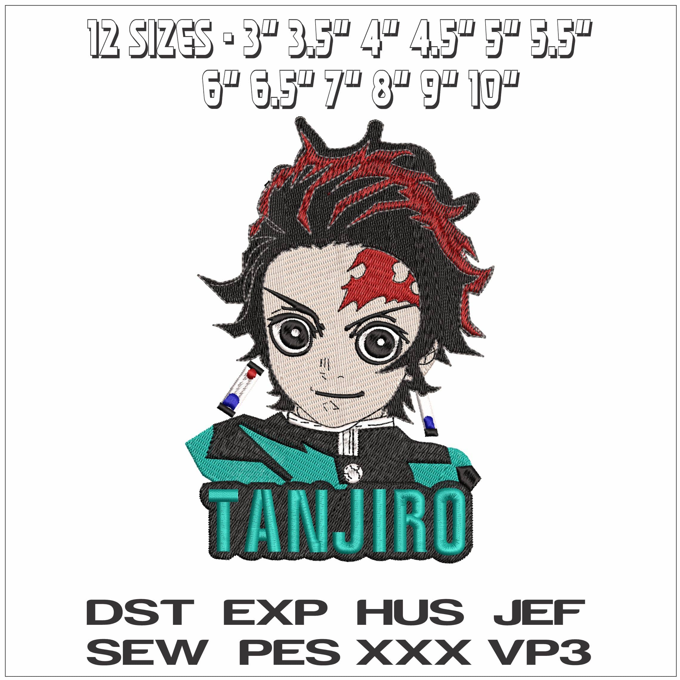 Tanjiro Kamado with Name Demon Slayer Anime - Elegant embroidery design file - instant download — view 2