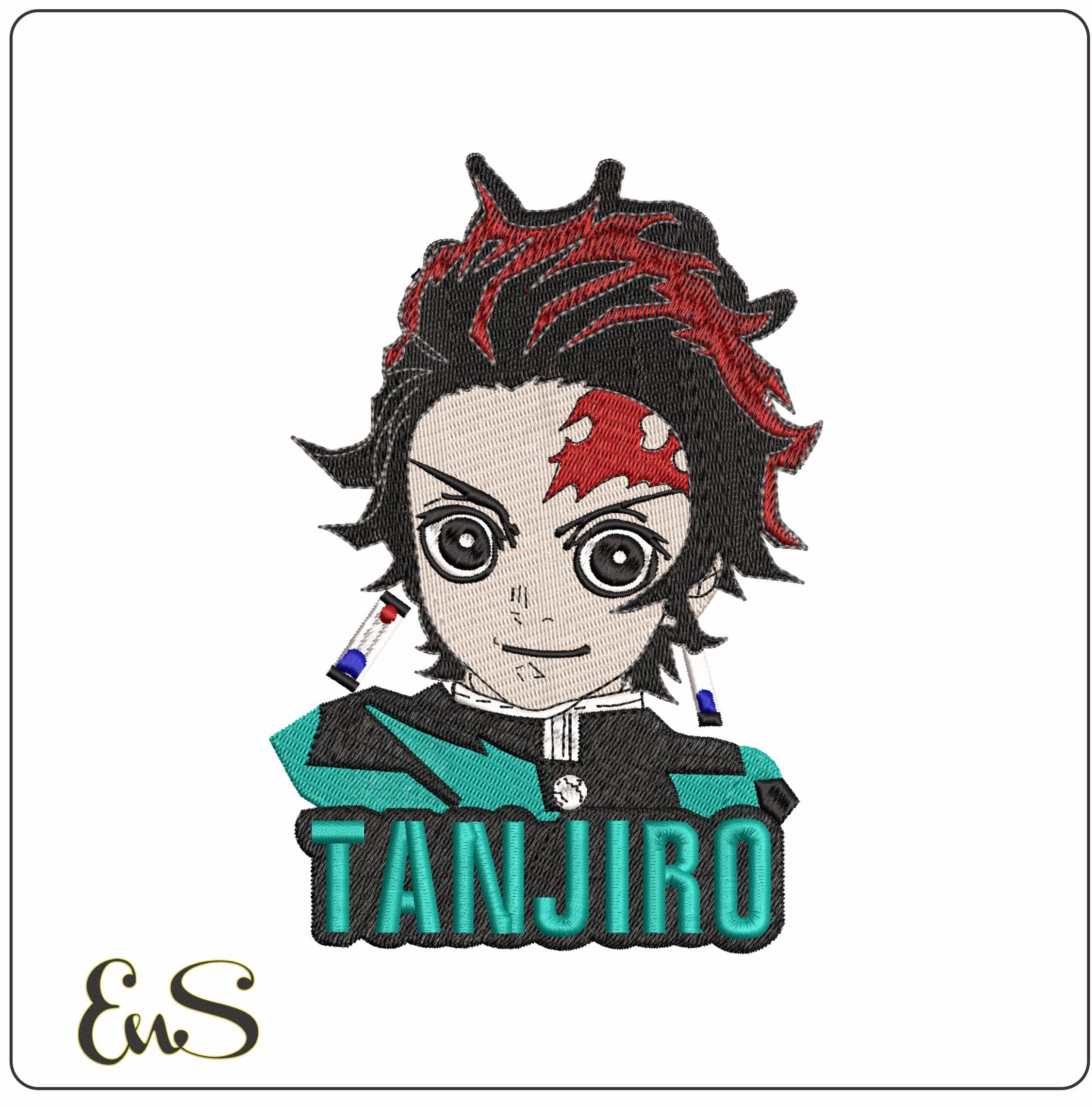 Tanjiro Kamado with Name Demon Slayer Anime - Elegant embroidery design file - instant download