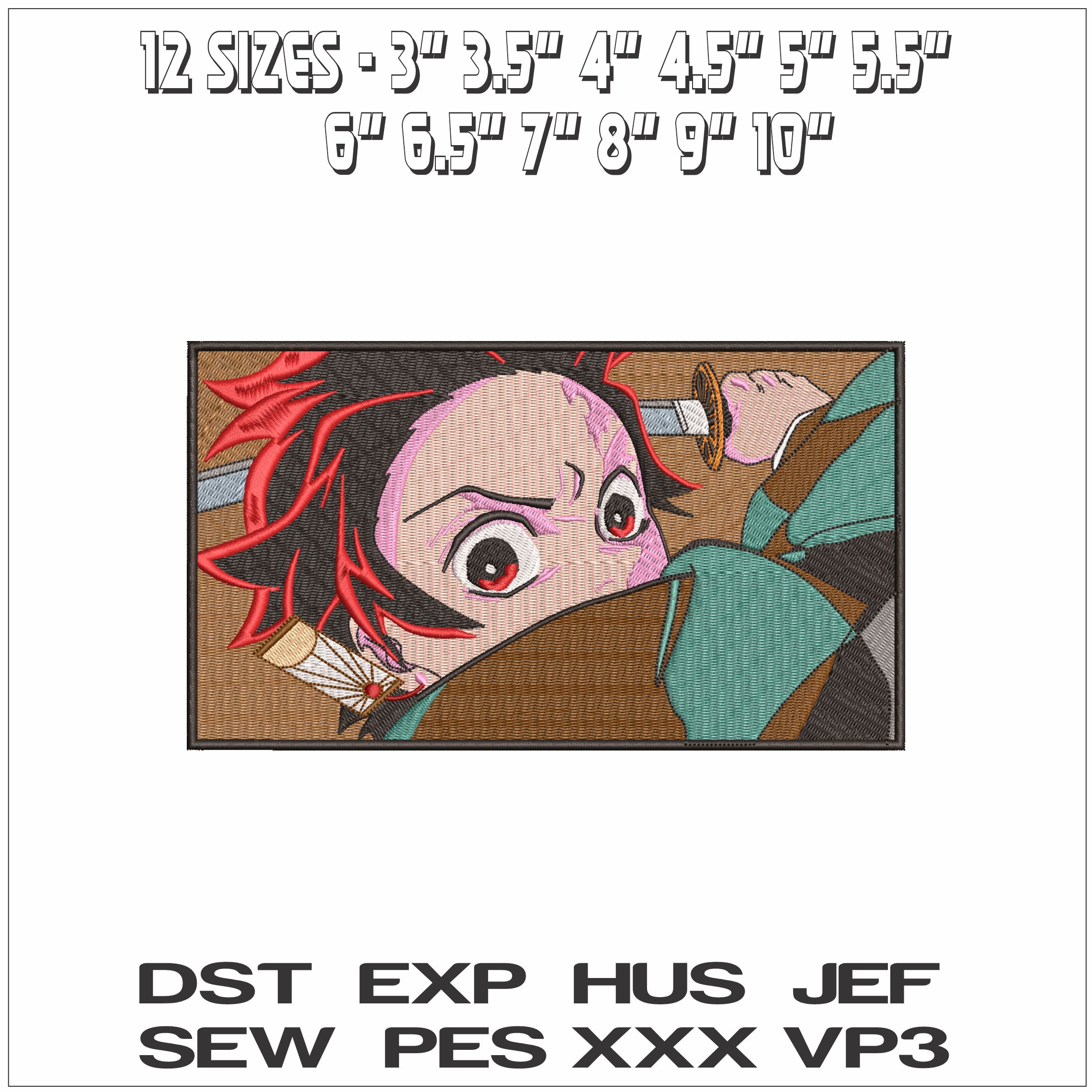 Tanjiro Kamado with sword Demon Slayer Anime - Elegant embroidery design file - instant download — view 2