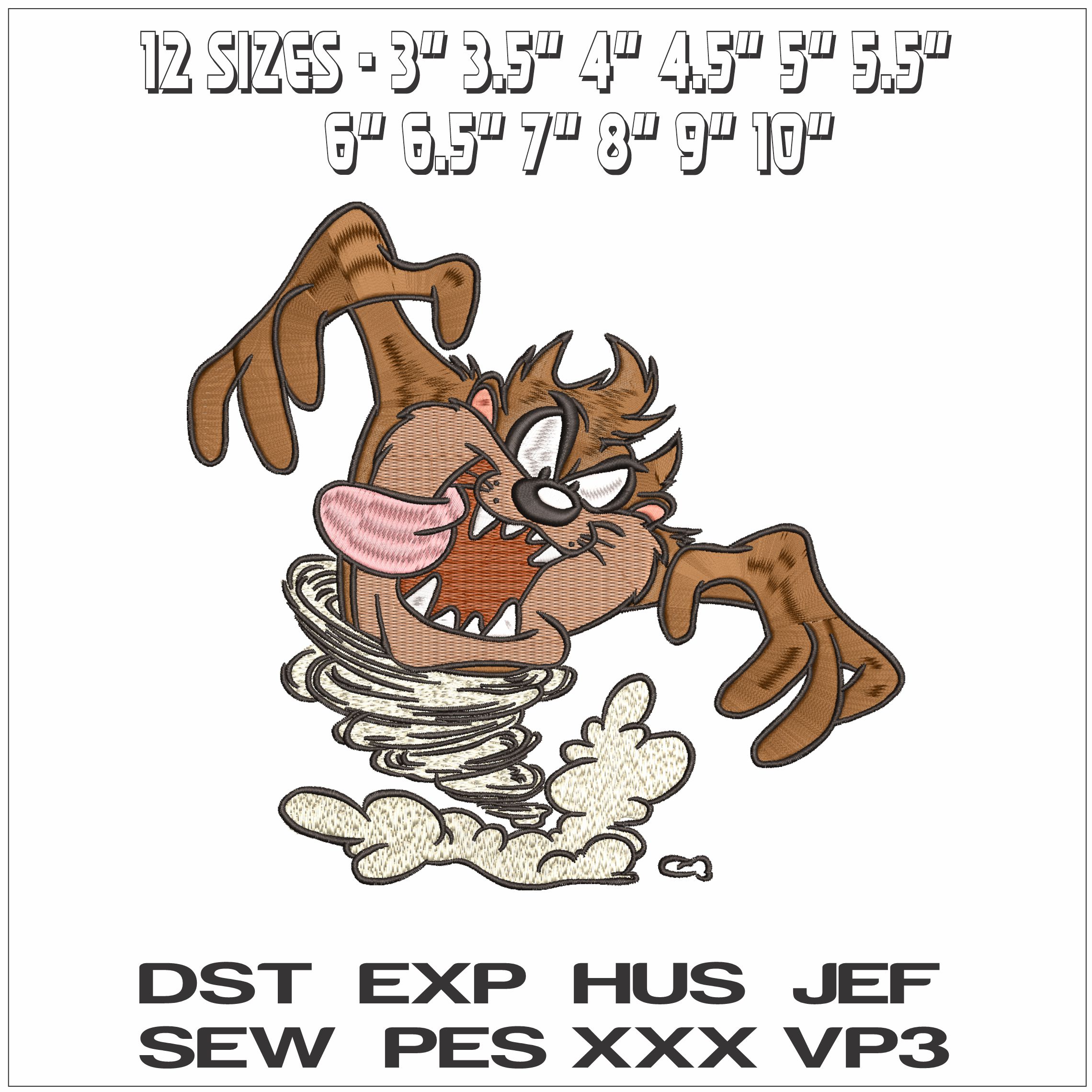 Taz Devel Swoosh Looney Tunes - Elegant embroidery design file - instant download — view 2