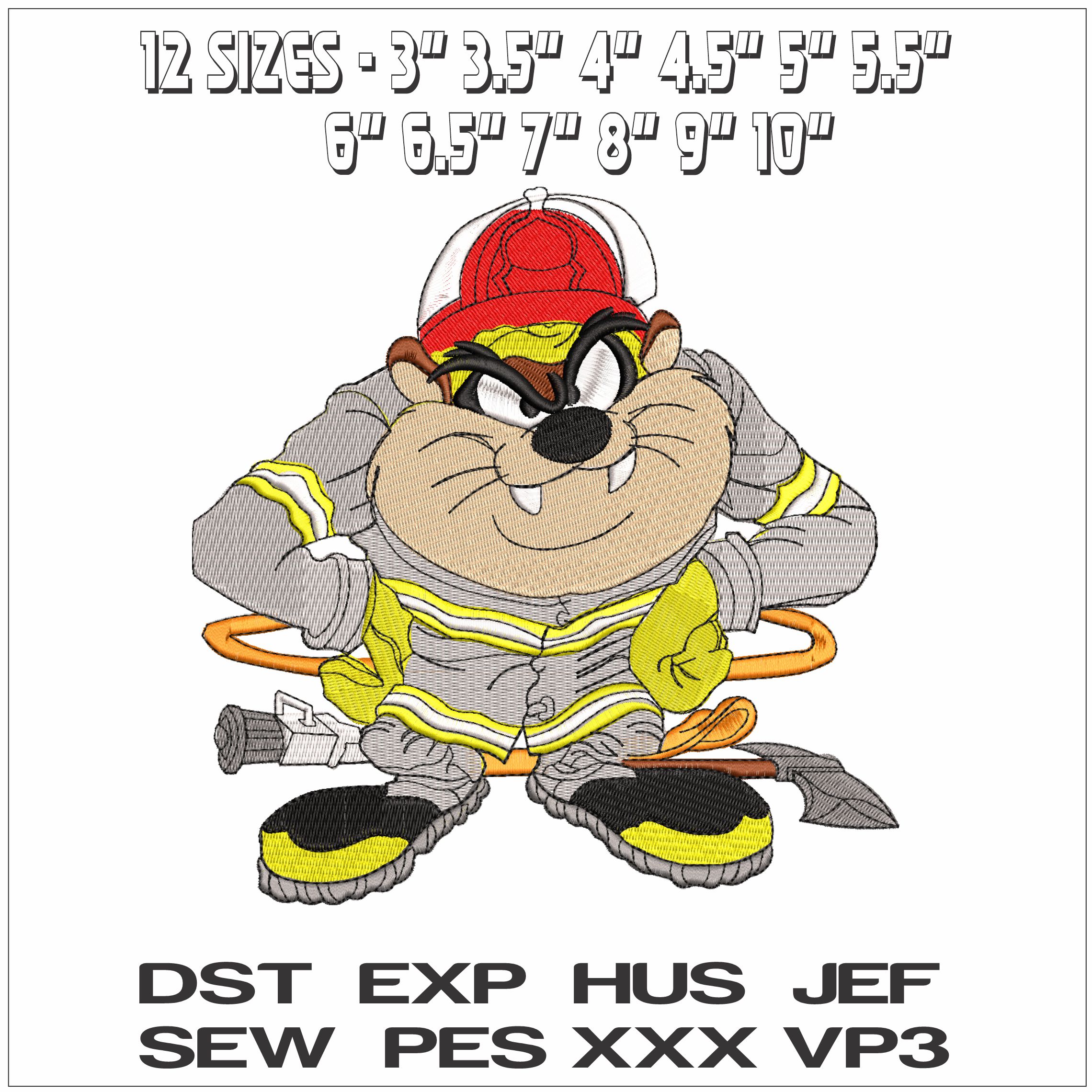 Taz Fireman - Elegant embroidery design file - instant download — view 2