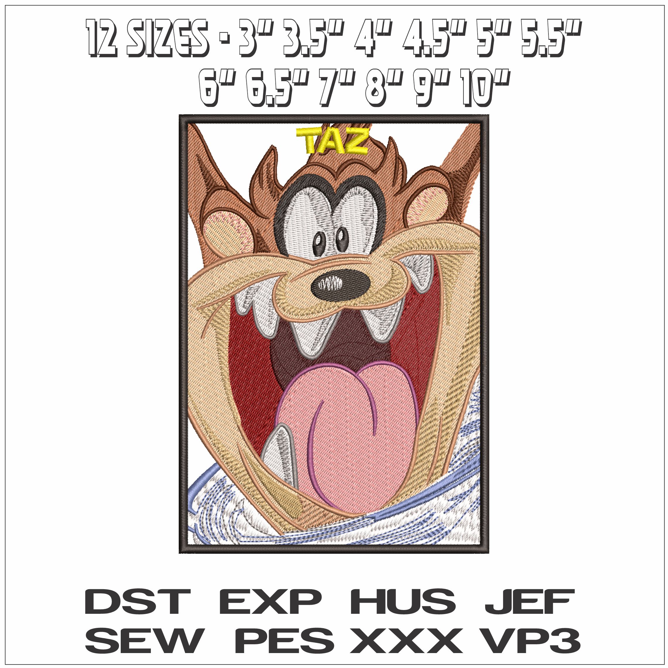 Taz Head frame - Elegant embroidery design file - instant download — view 2
