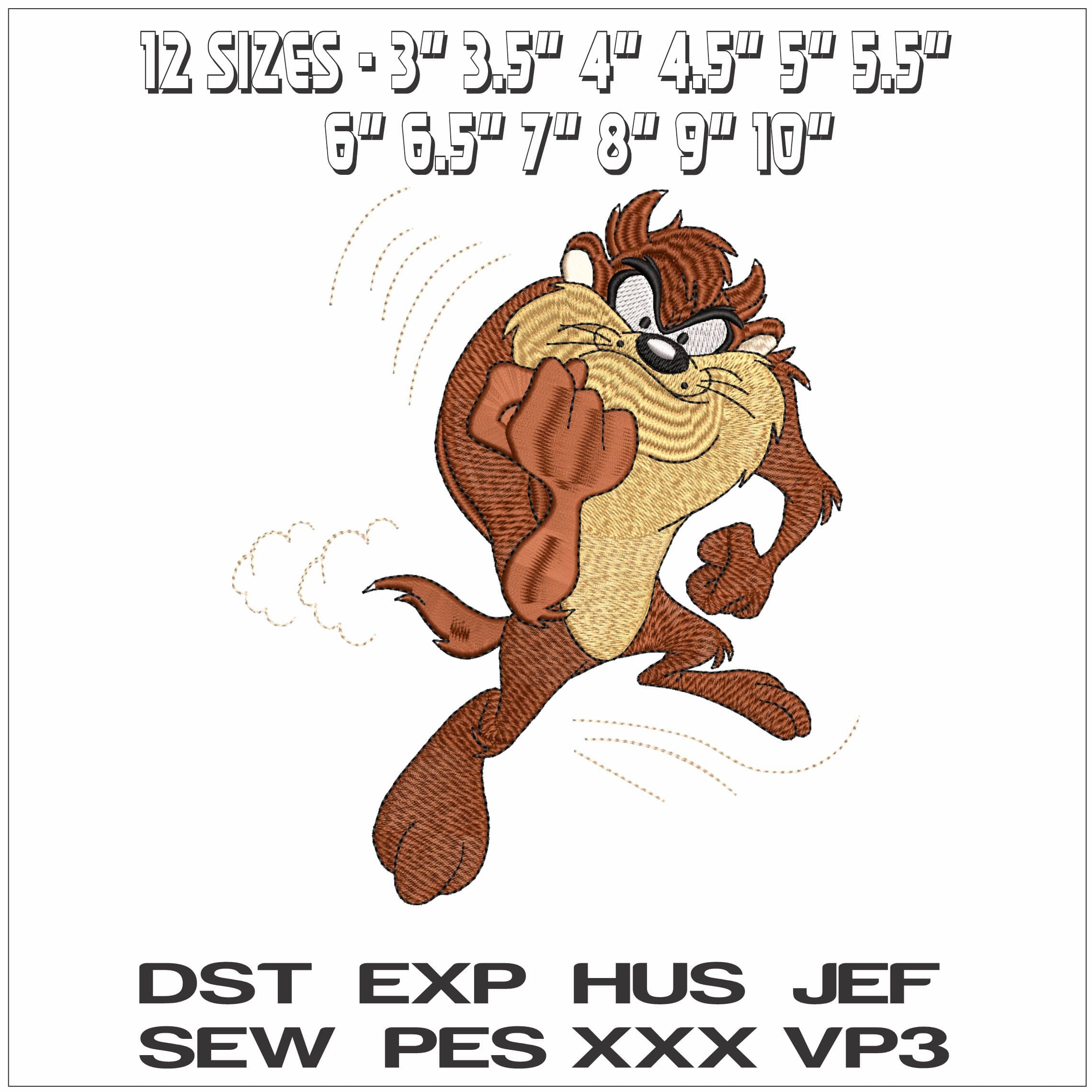 Taz Ready to Fight Looney Tunes - Elegant embroidery design file - instant download — view 2