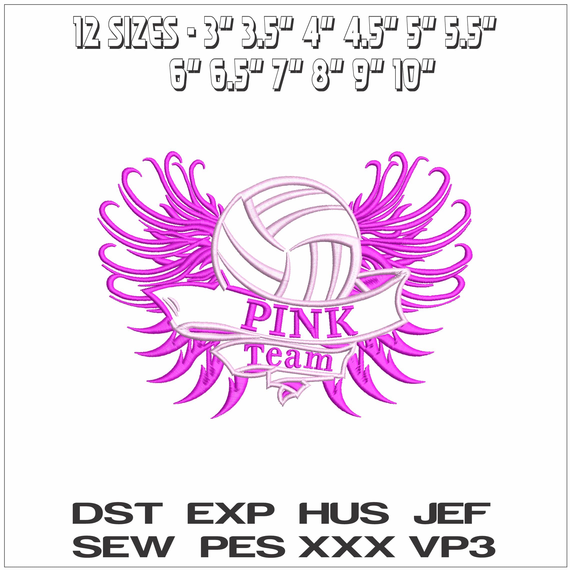 Team Pink Basketball - Elegant embroidery design file - instant download — view 2