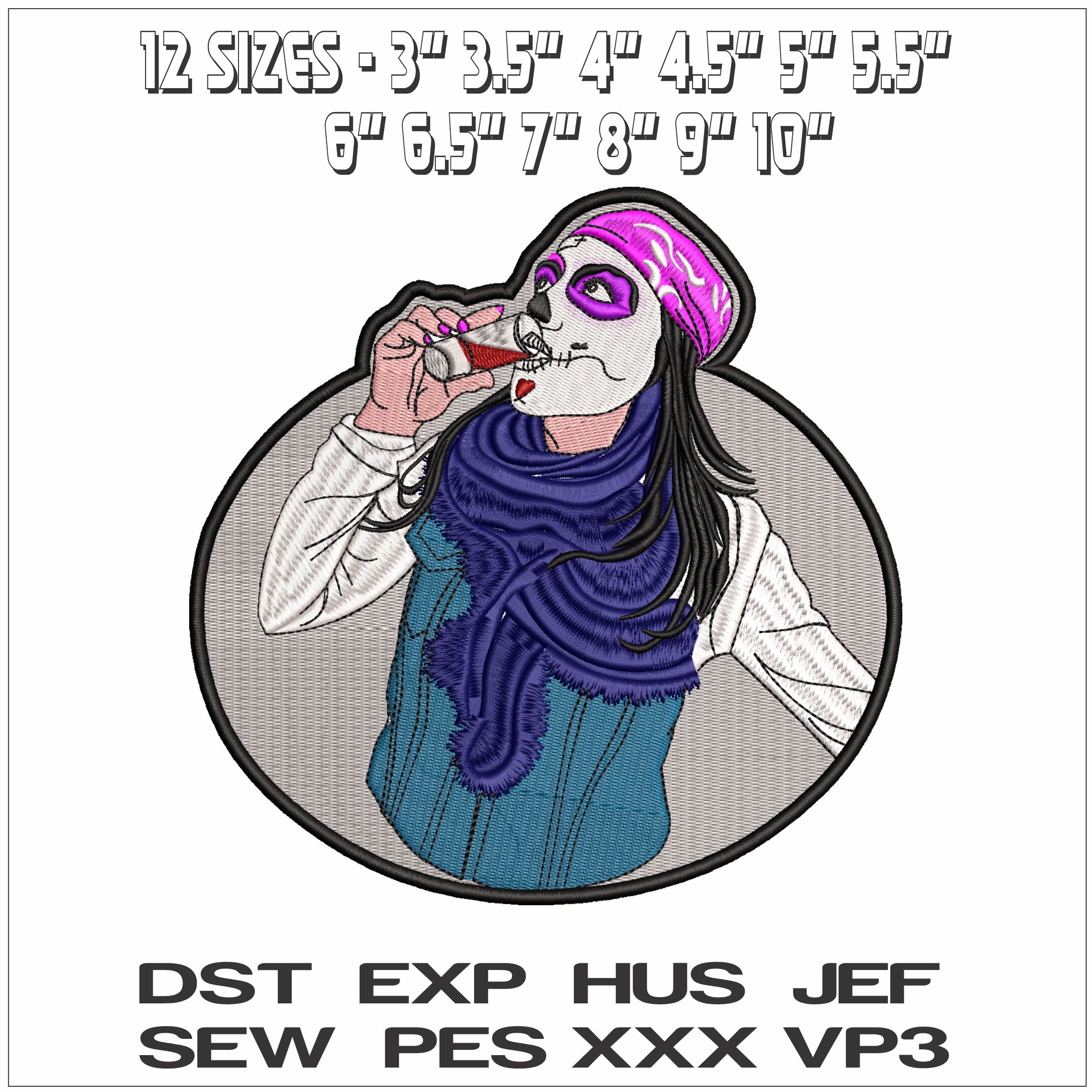 Tequila Day of Dead Drinking - Elegant embroidery design file - instant download — view 2