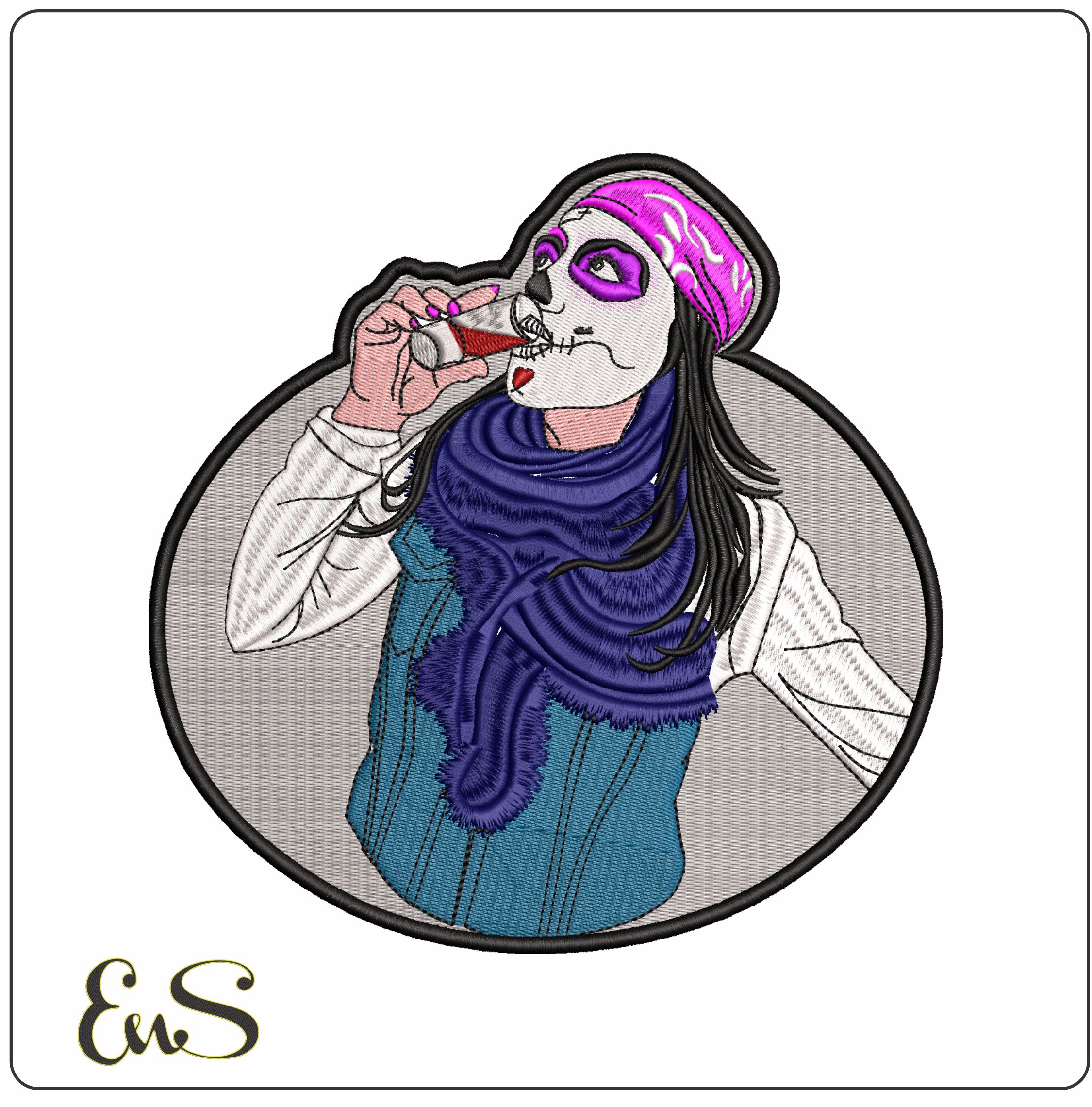 Tequila Day of Dead Drinking - Elegant embroidery design file - instant download