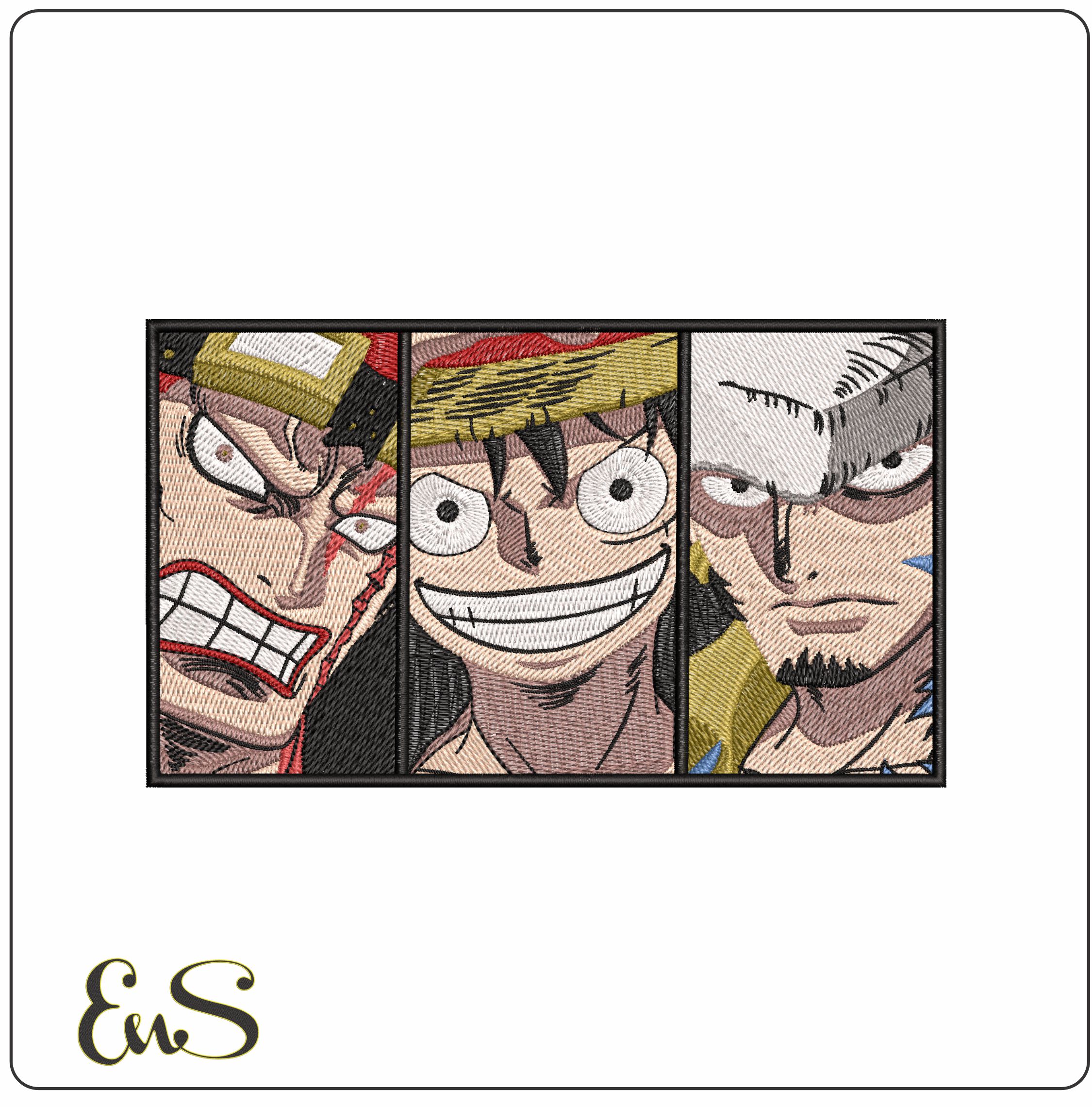 The Big 3 One Piece Anime - Elegant embroidery design file - instant download