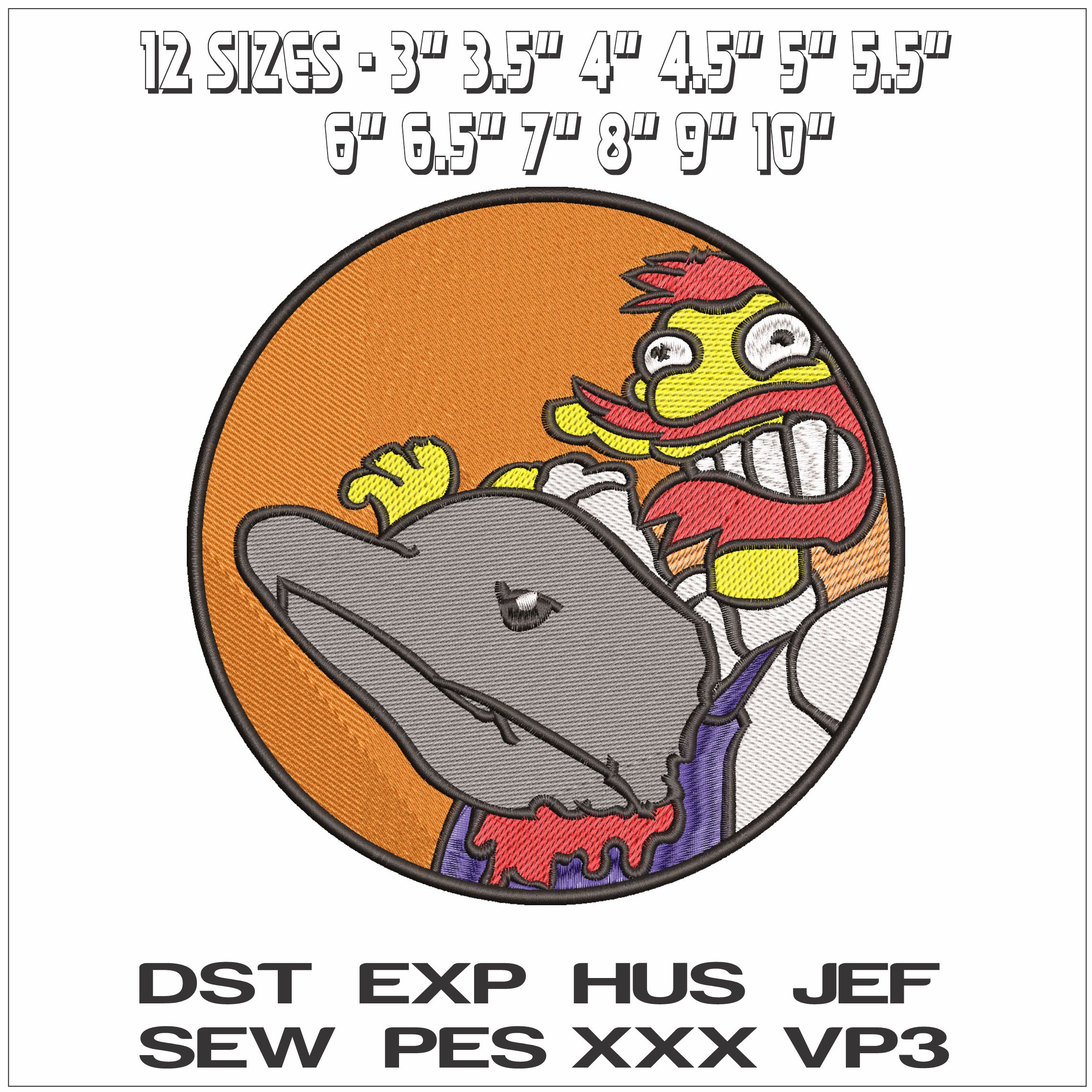 The Night of the Dolphin Groundskeeper Willie The Simpsons - Elegant embroidery design file - instant download — view 2
