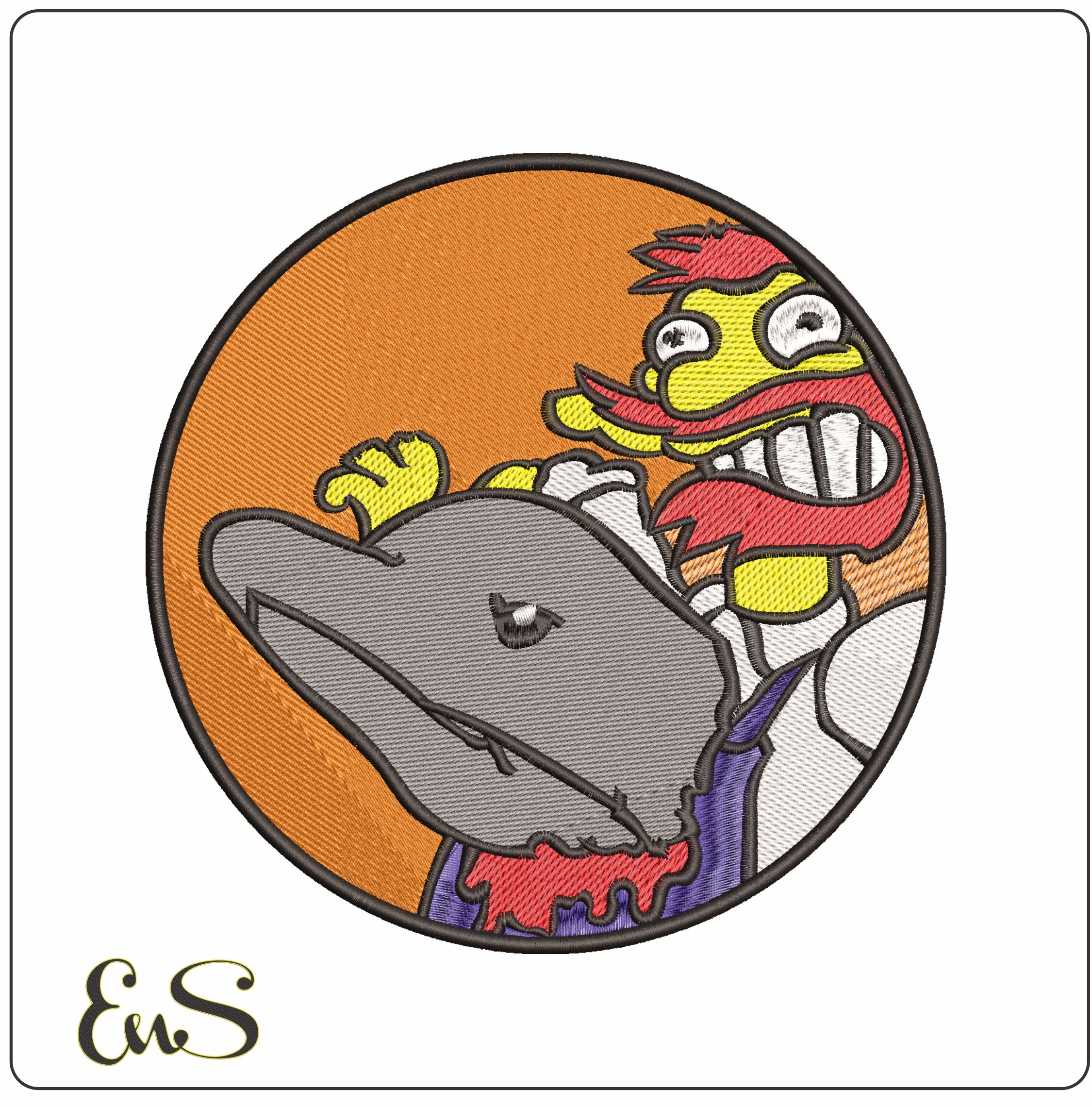The Night of the Dolphin Groundskeeper Willie The Simpsons - Elegant embroidery design file - instant download