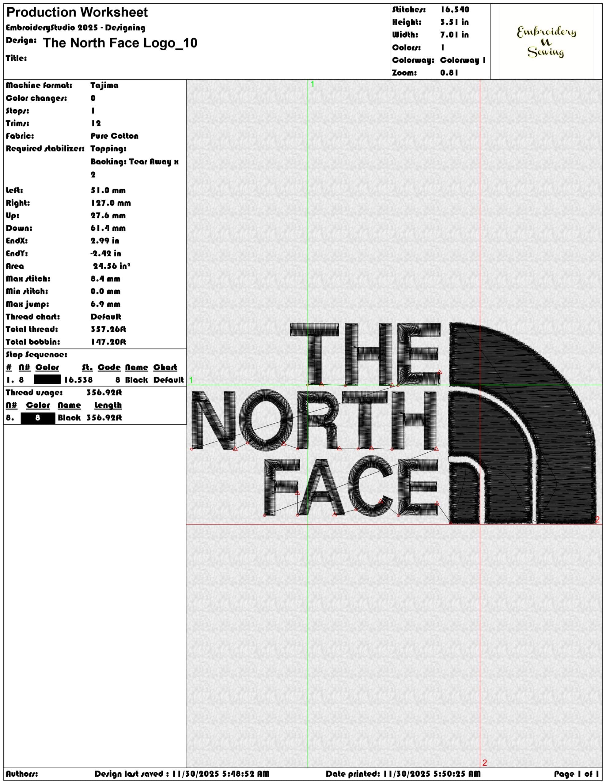 The North Face Logo - Elegant embroidery design file - instant download — view 3
